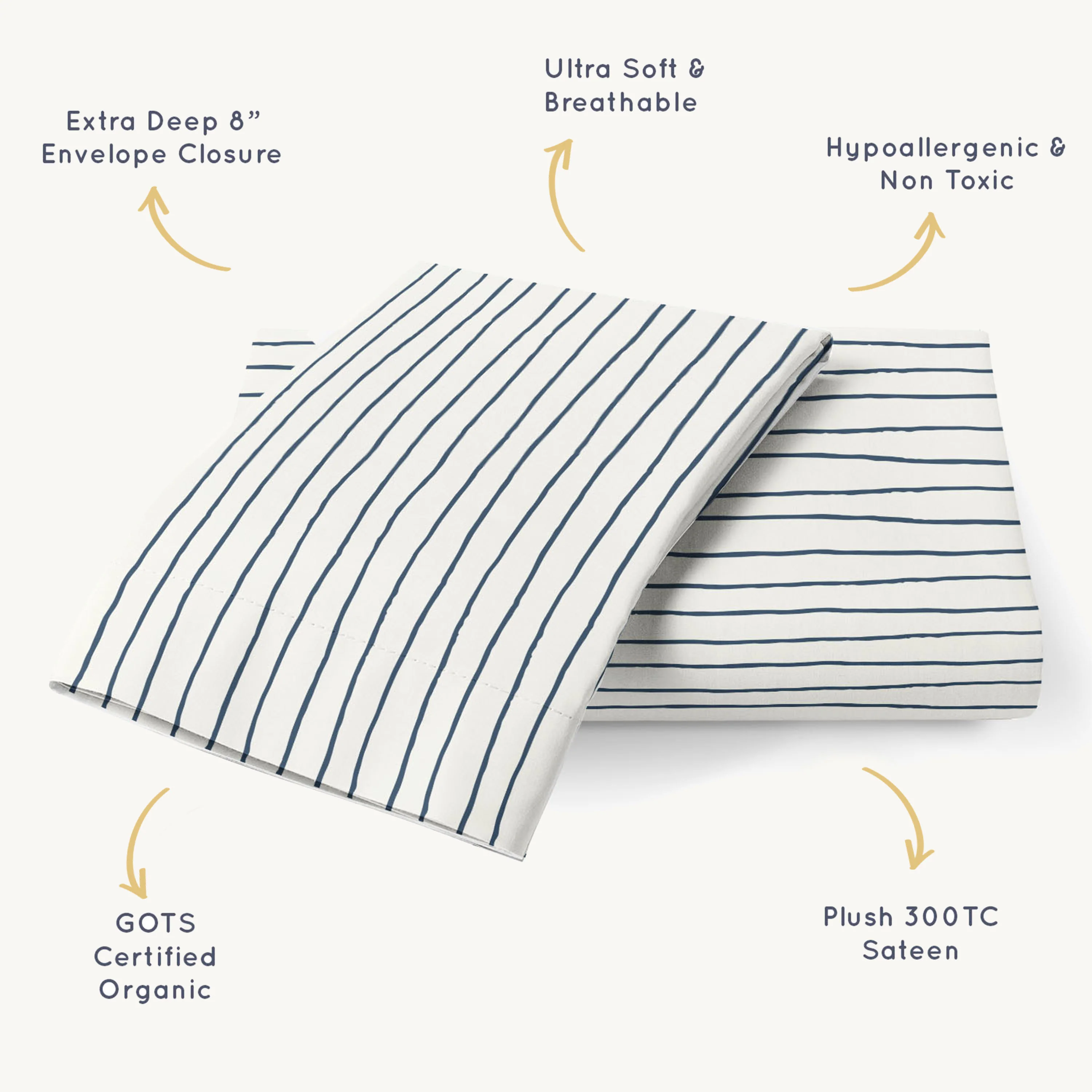 Organic Cotton Toddler Pillowcase - Navy Blue Stripes (Open Box) - Image 7