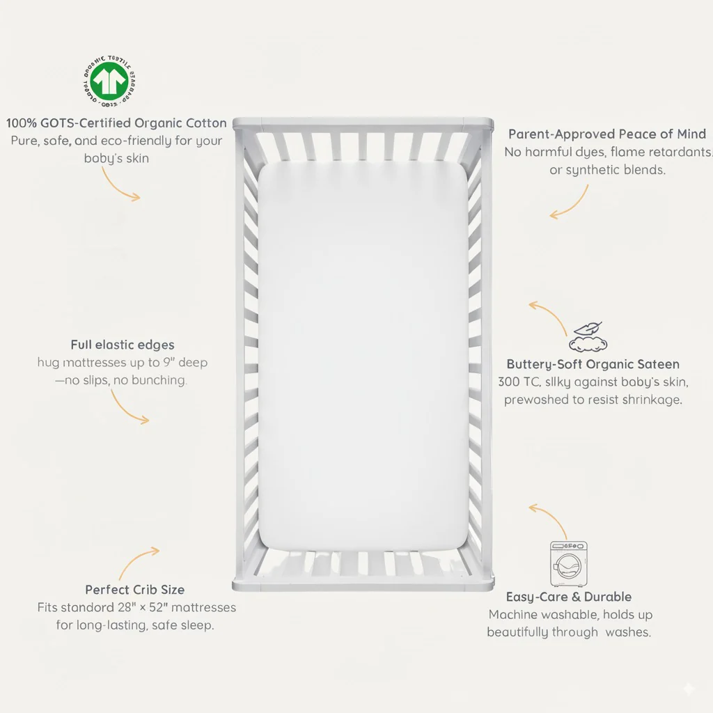 Organic Crib Sheet - Ivory - Image 8