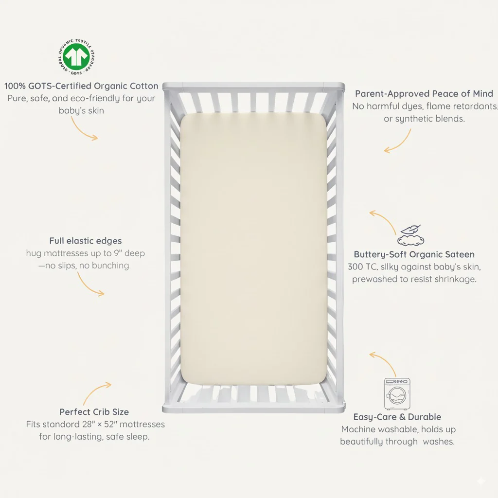 Organic Crib Sheet - Oat - Image 8