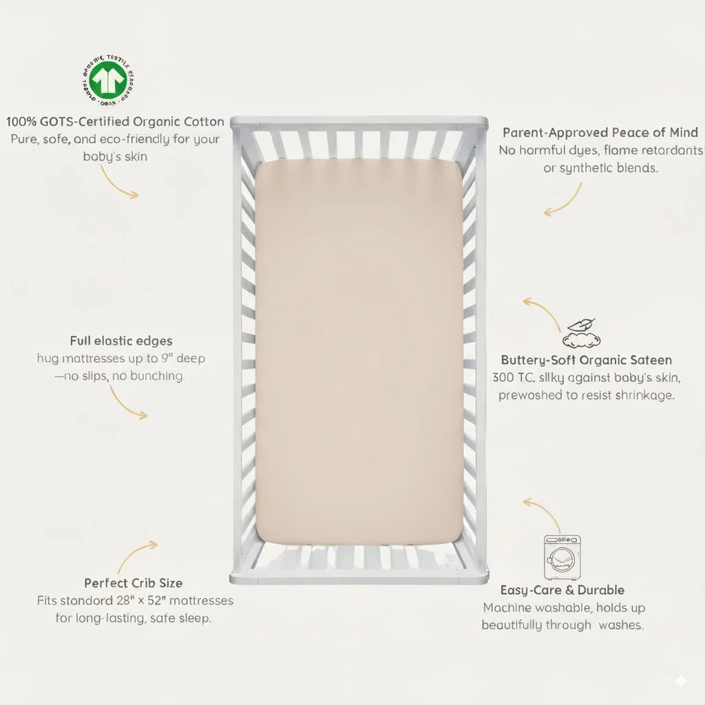 Organic Crib Sheet - Taupe - Image 8