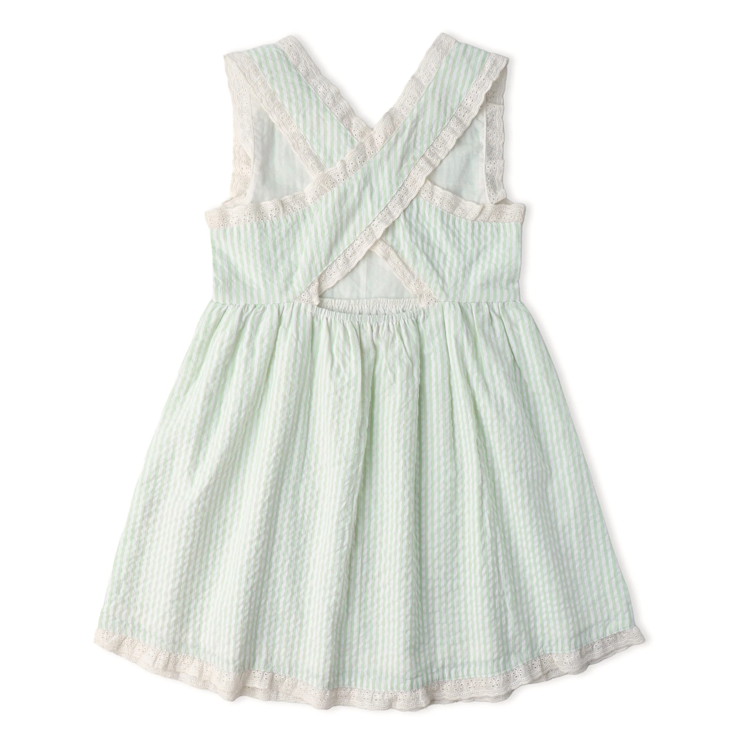 Organic Cross Back Dress - Basil Stripes - Image 4