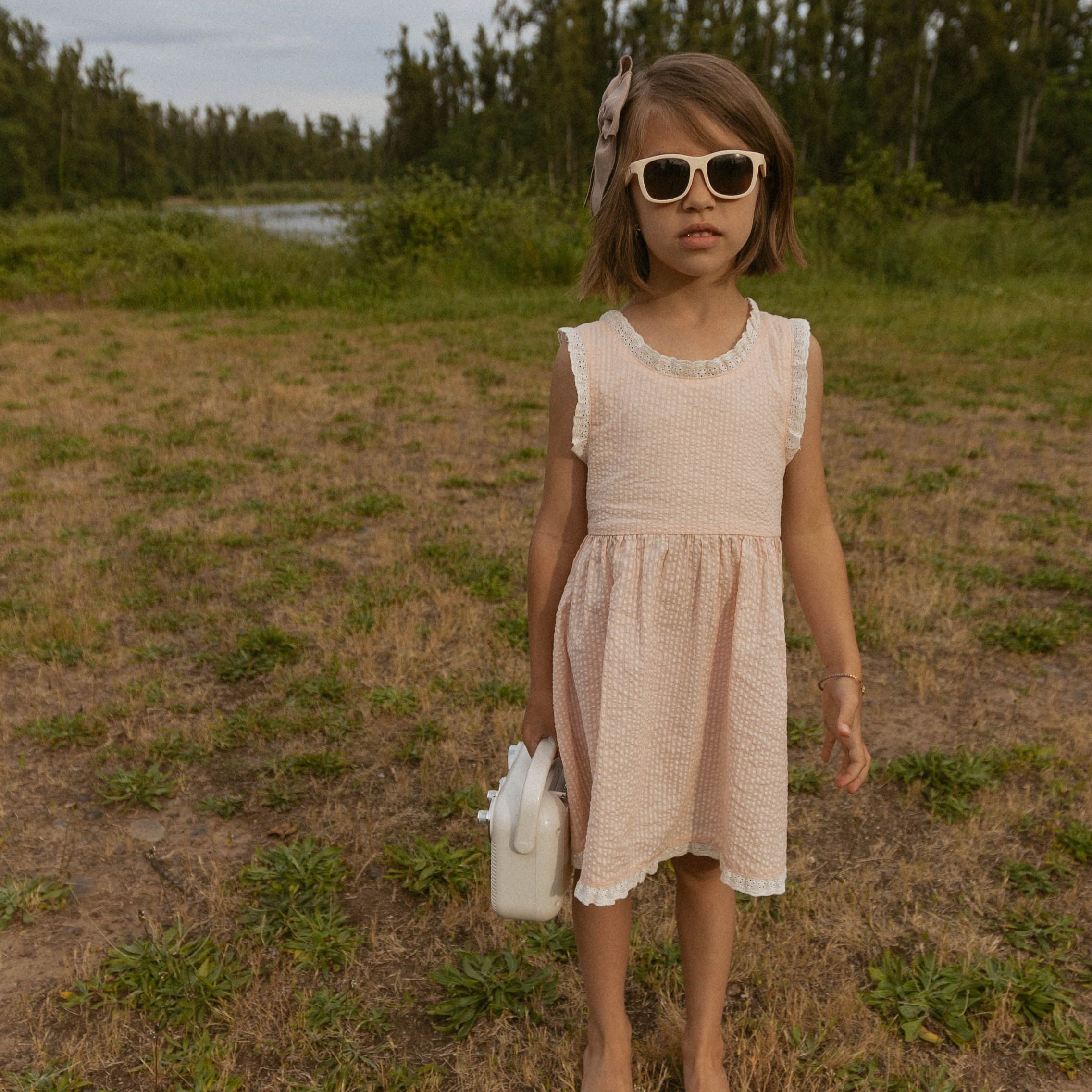 Organic Cross Back Dress - Blush - Image 3