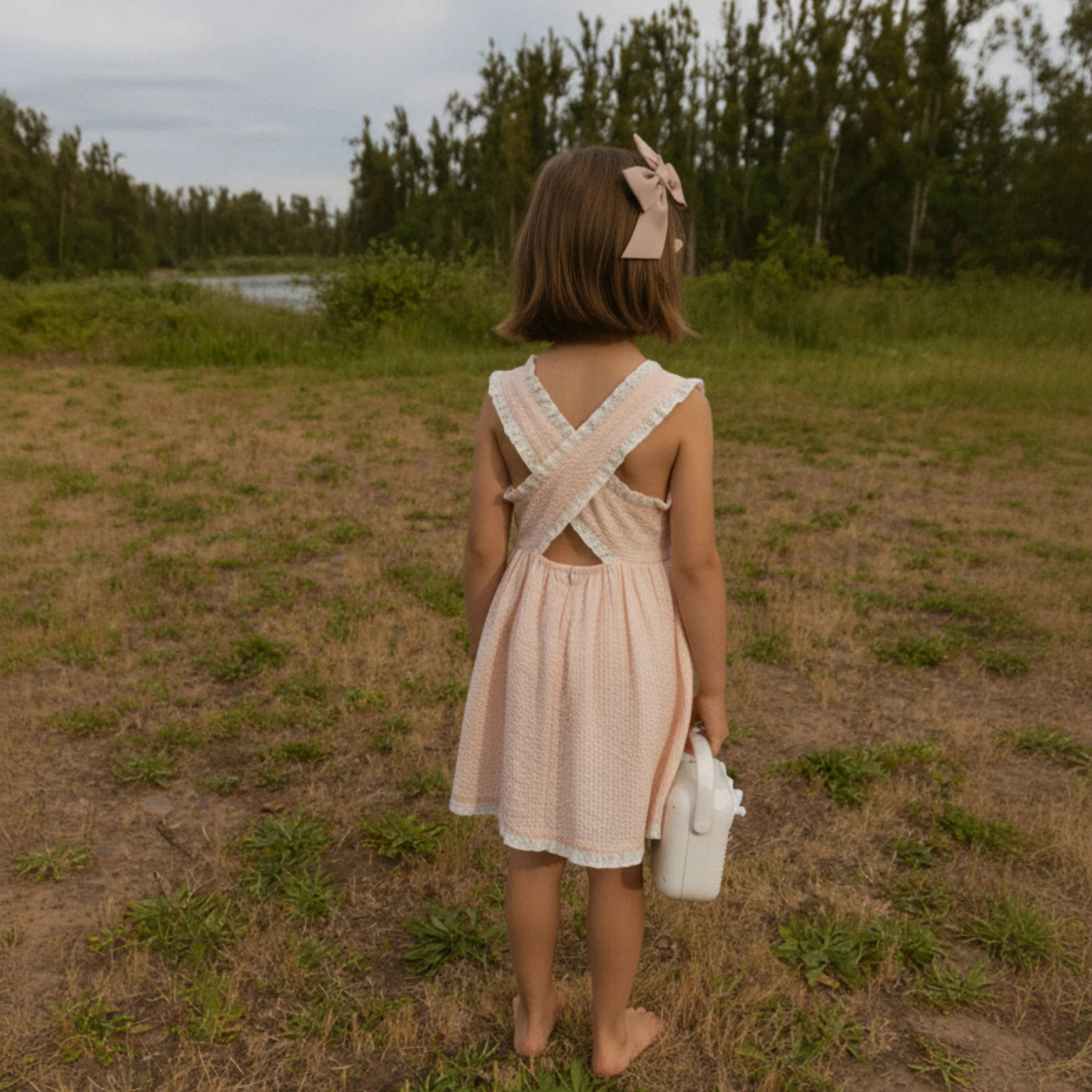 Organic Cross Back Dress - Blush - Image 5