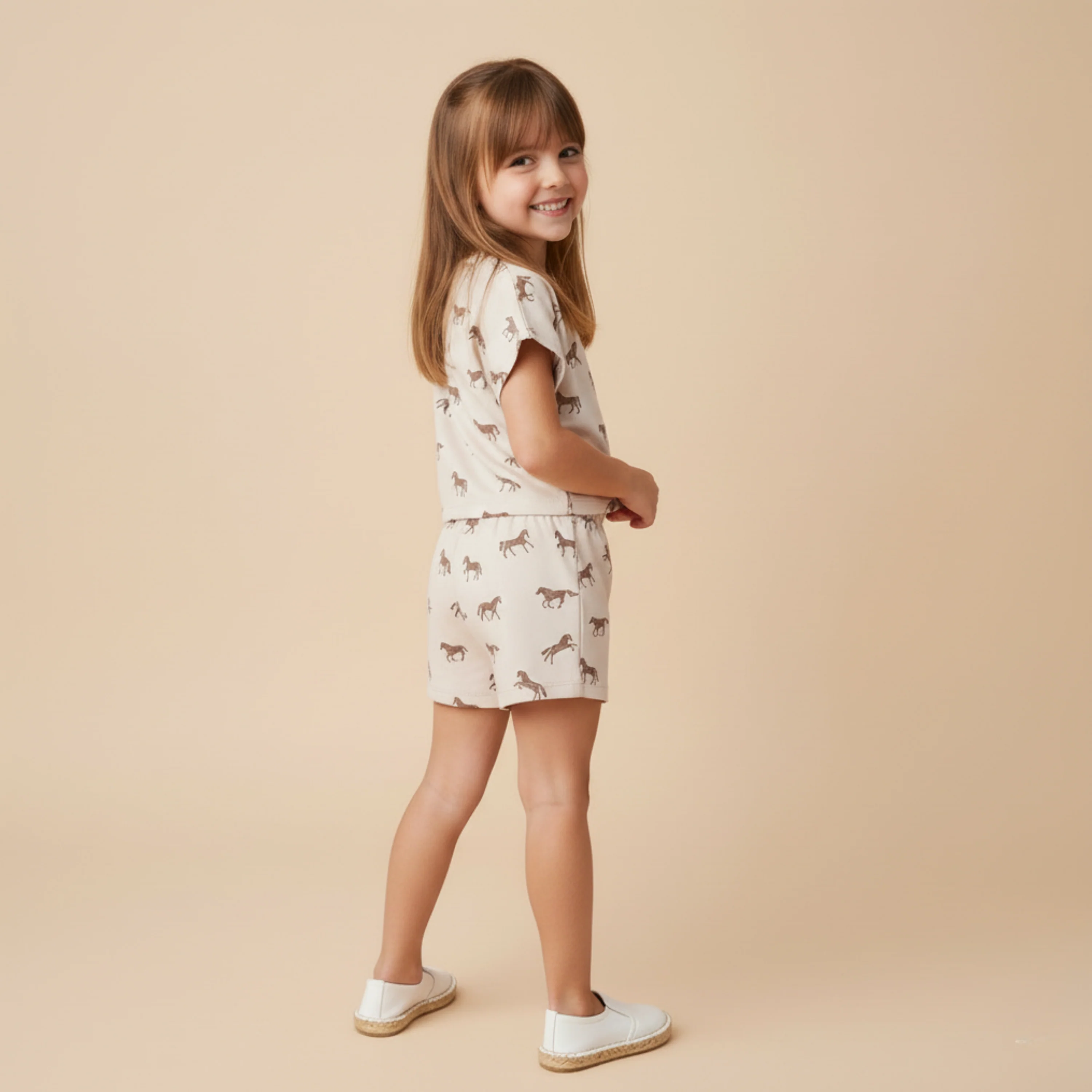 Organic Drop Shoulder Tee & Shorts Set - Horses - Image 3