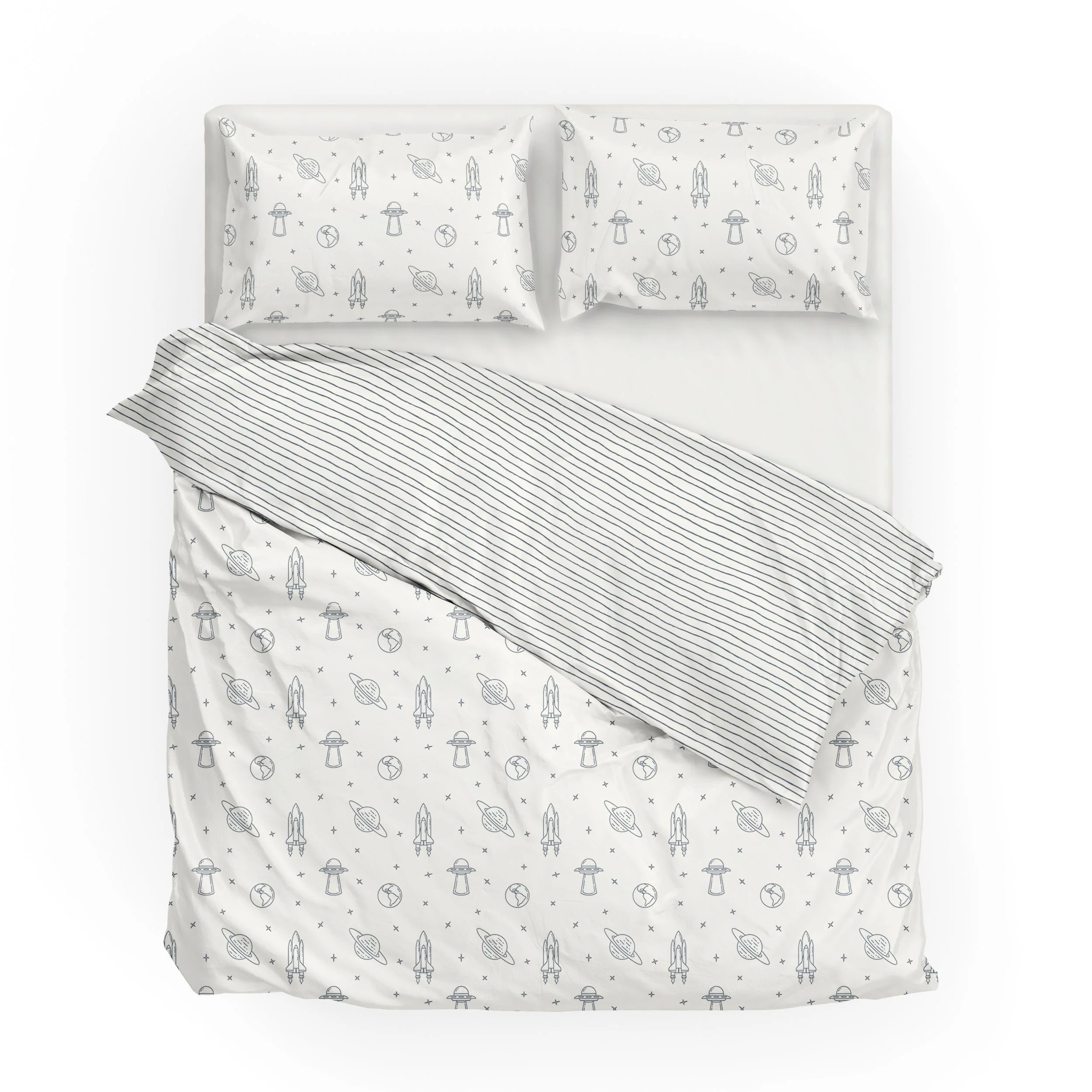 Organic Duvet Cover - Astro & Navy Blue Stripes - Image 3