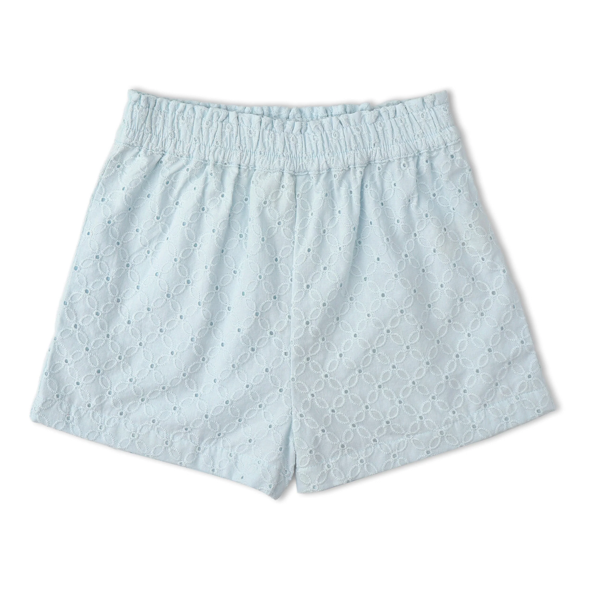 Organic Eyelet Flutter Top And Shorts Set - Light Blue Eyelet - Image 5