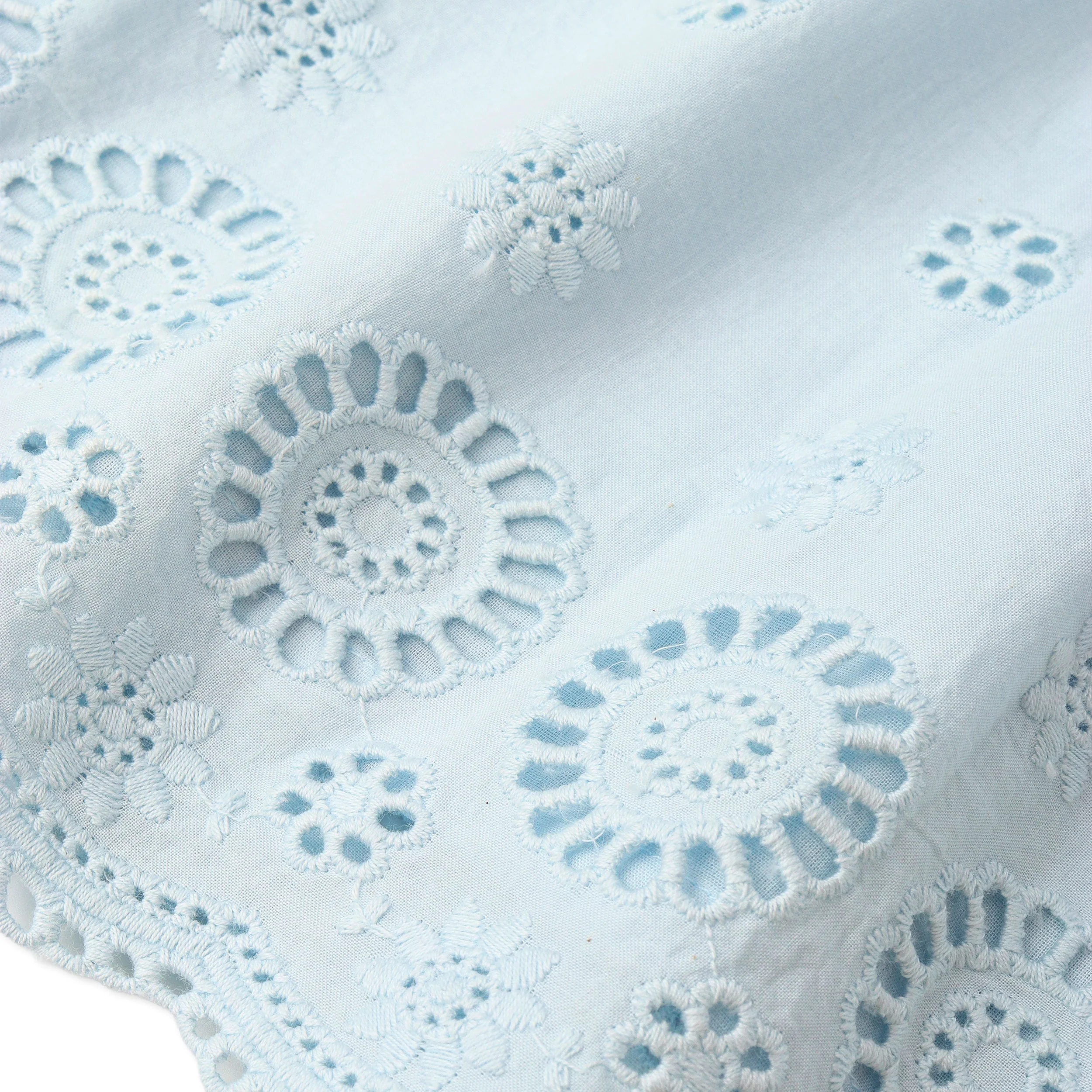 Organic Eyelet Top And Pant Set - Light Blue Eyelet - Image 4