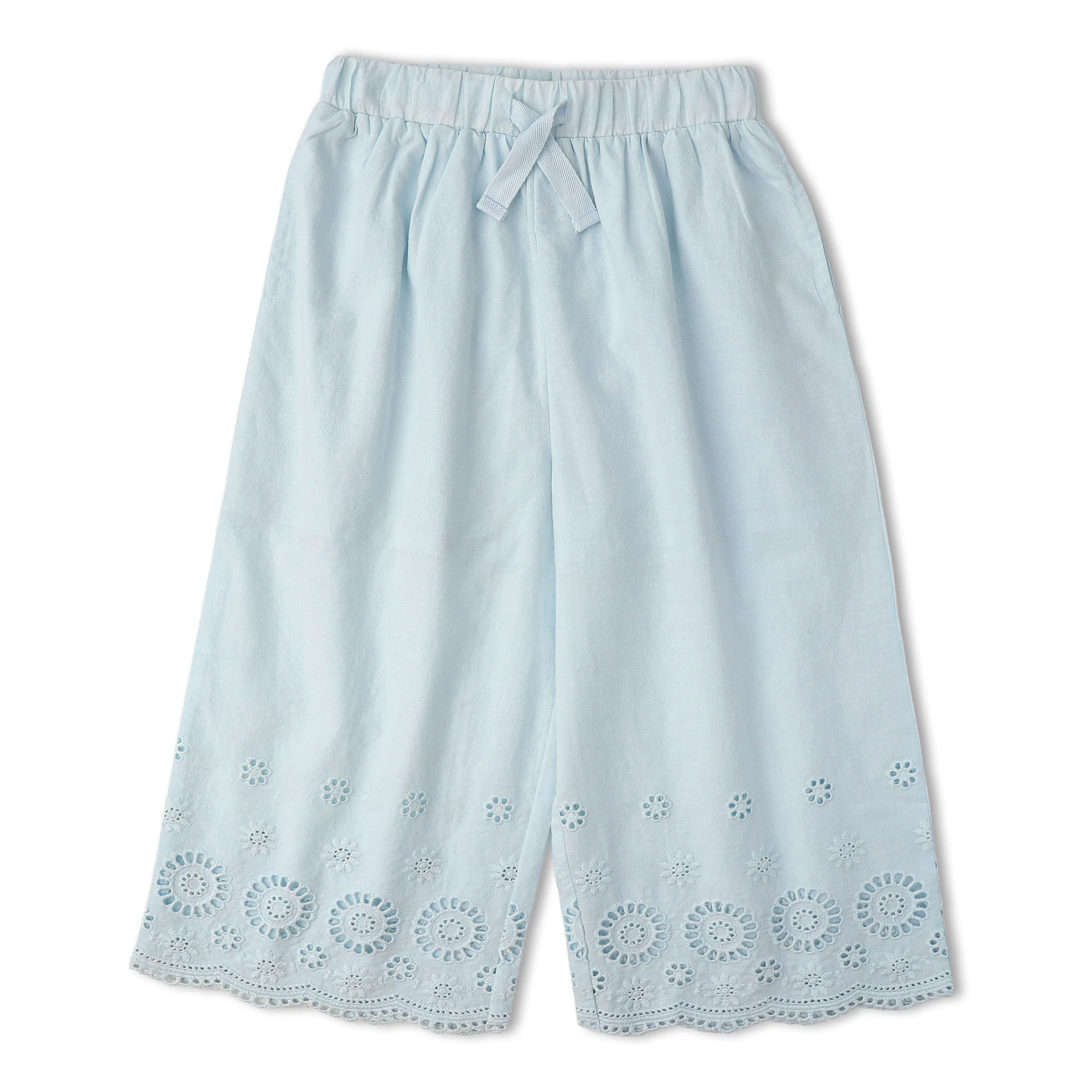 Organic Eyelet Top And Pant Set - Light Blue Eyelet - Image 6