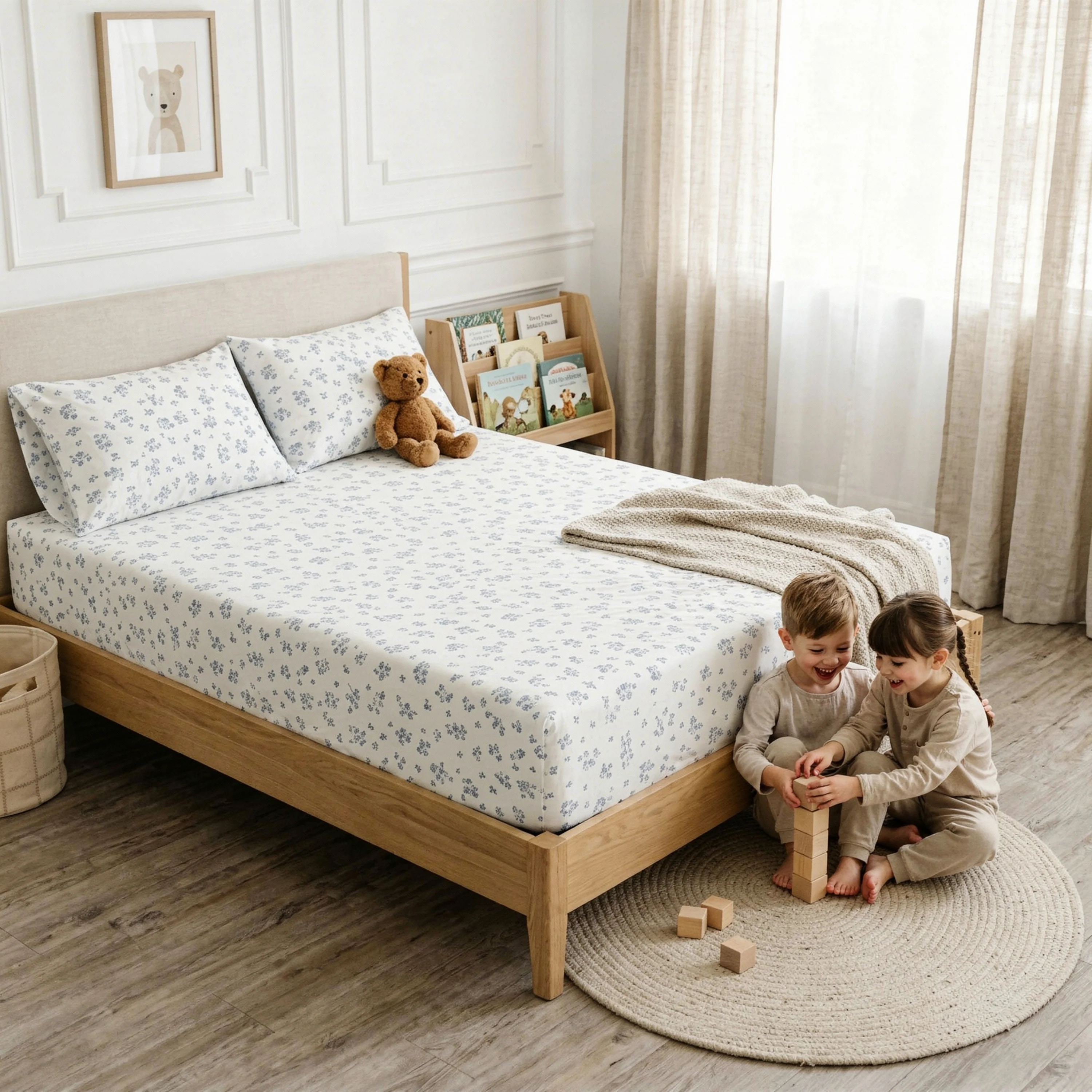 Organic Kids Fitted Sheet - Mini Roses - Image 2