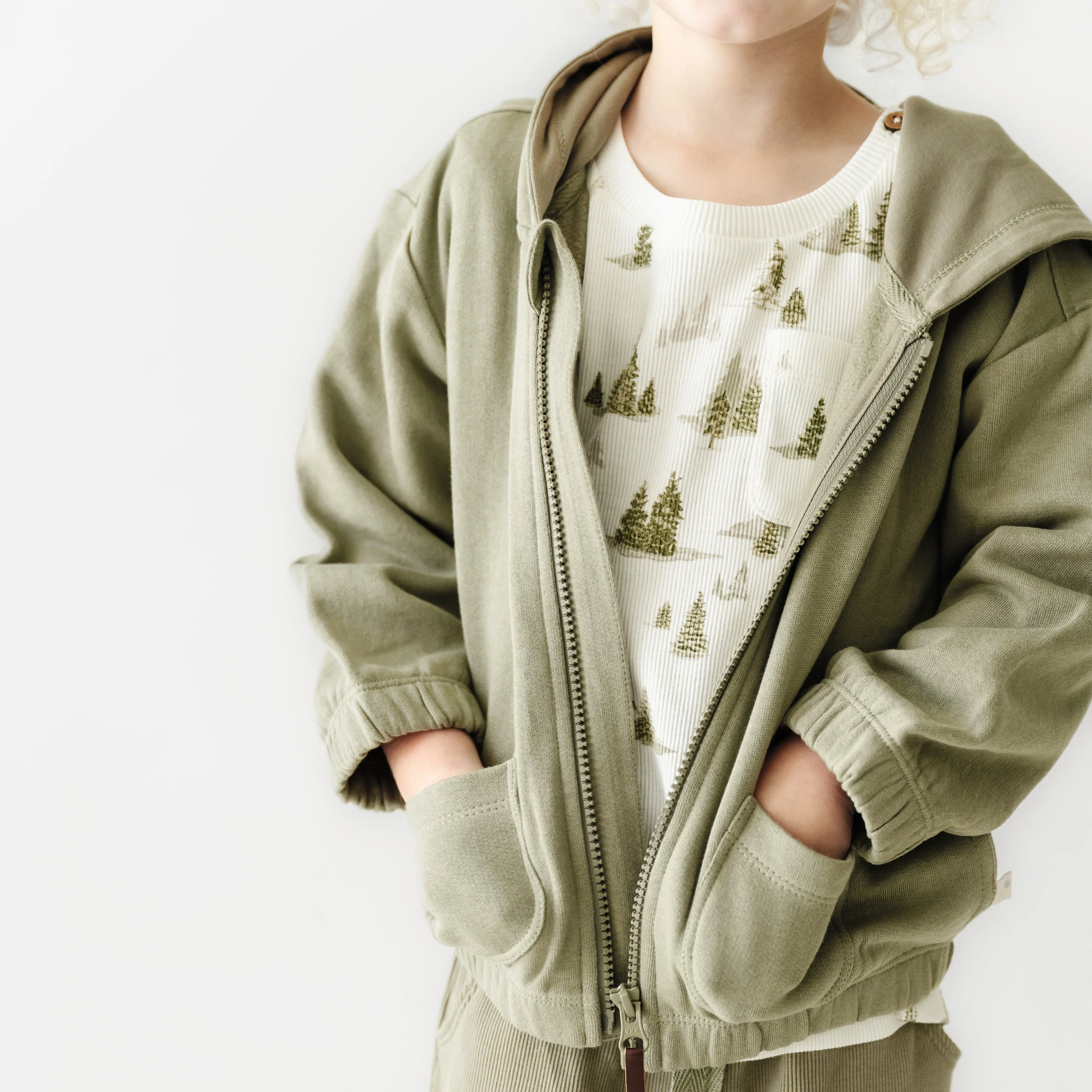 Organic Baby Toddler Hooded Jacket - Thyme - Image 3