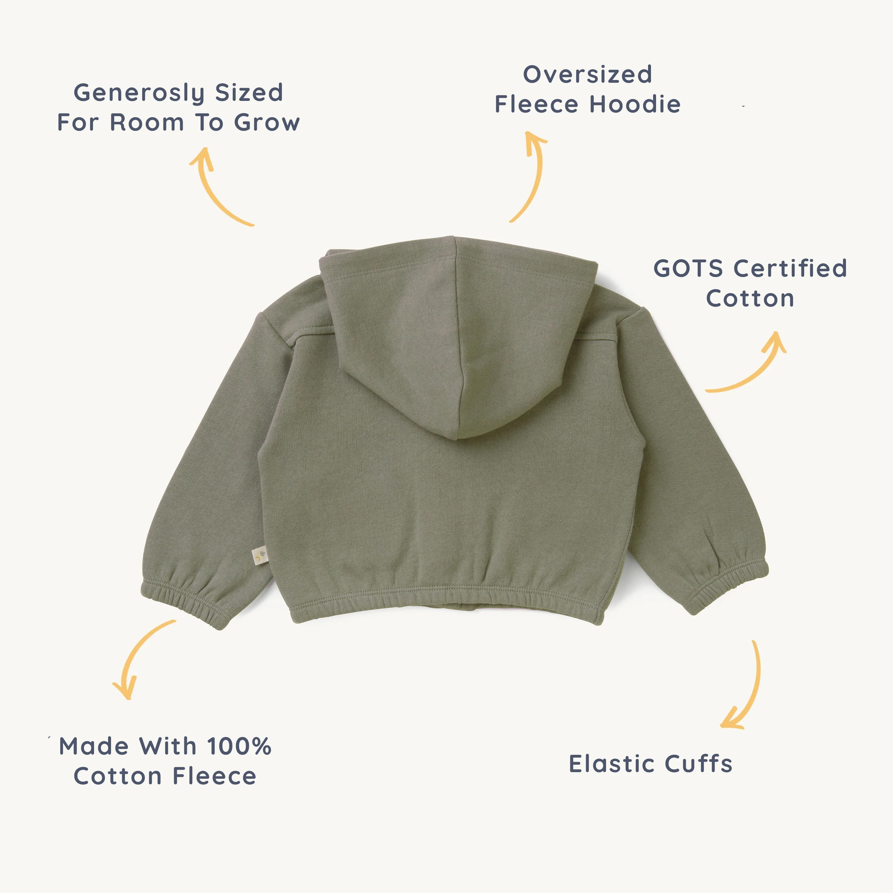 Organic Baby Toddler Hooded Jacket - Thyme - Image 5