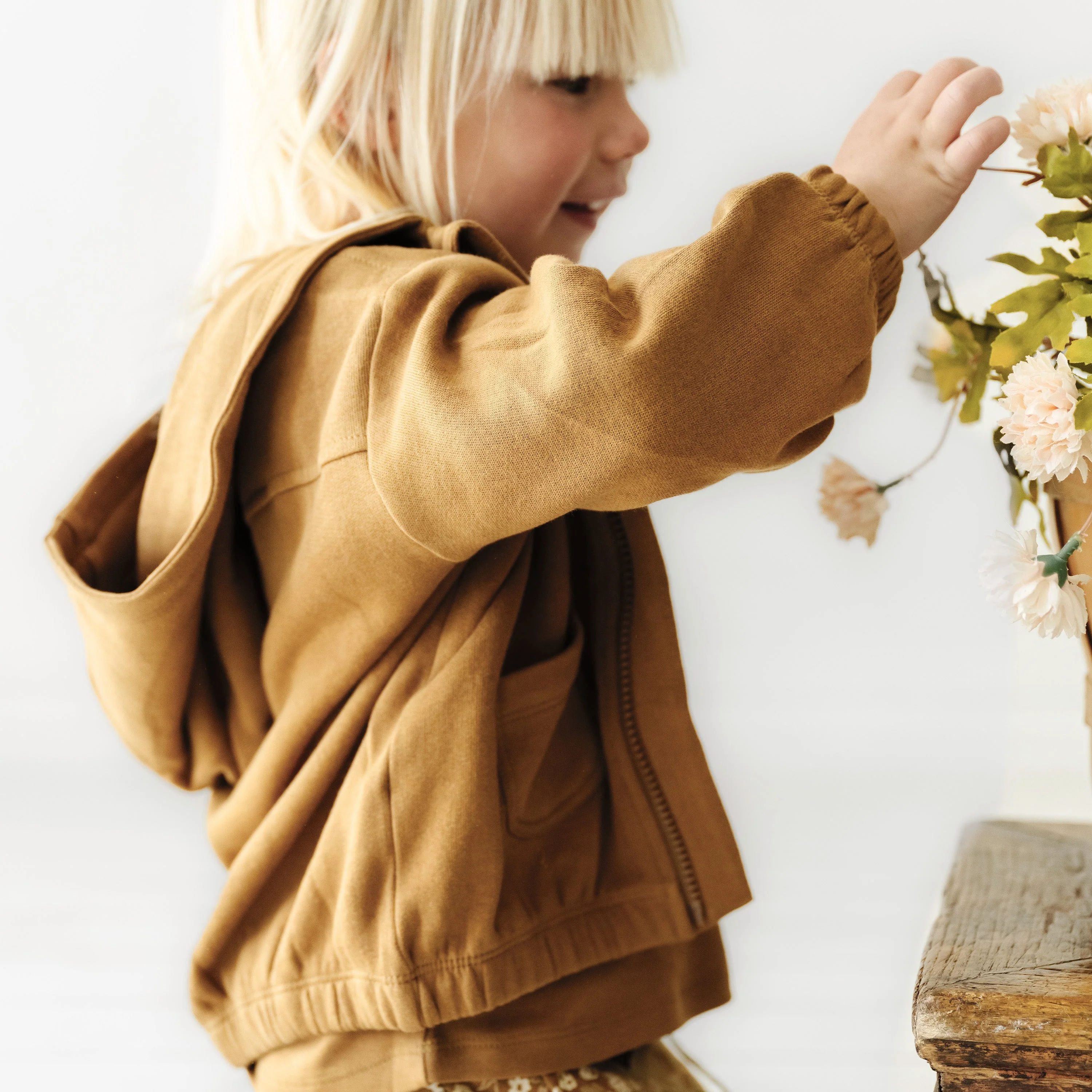 Organic Baby Toddler Hooded Jacket - Tan - Image 3