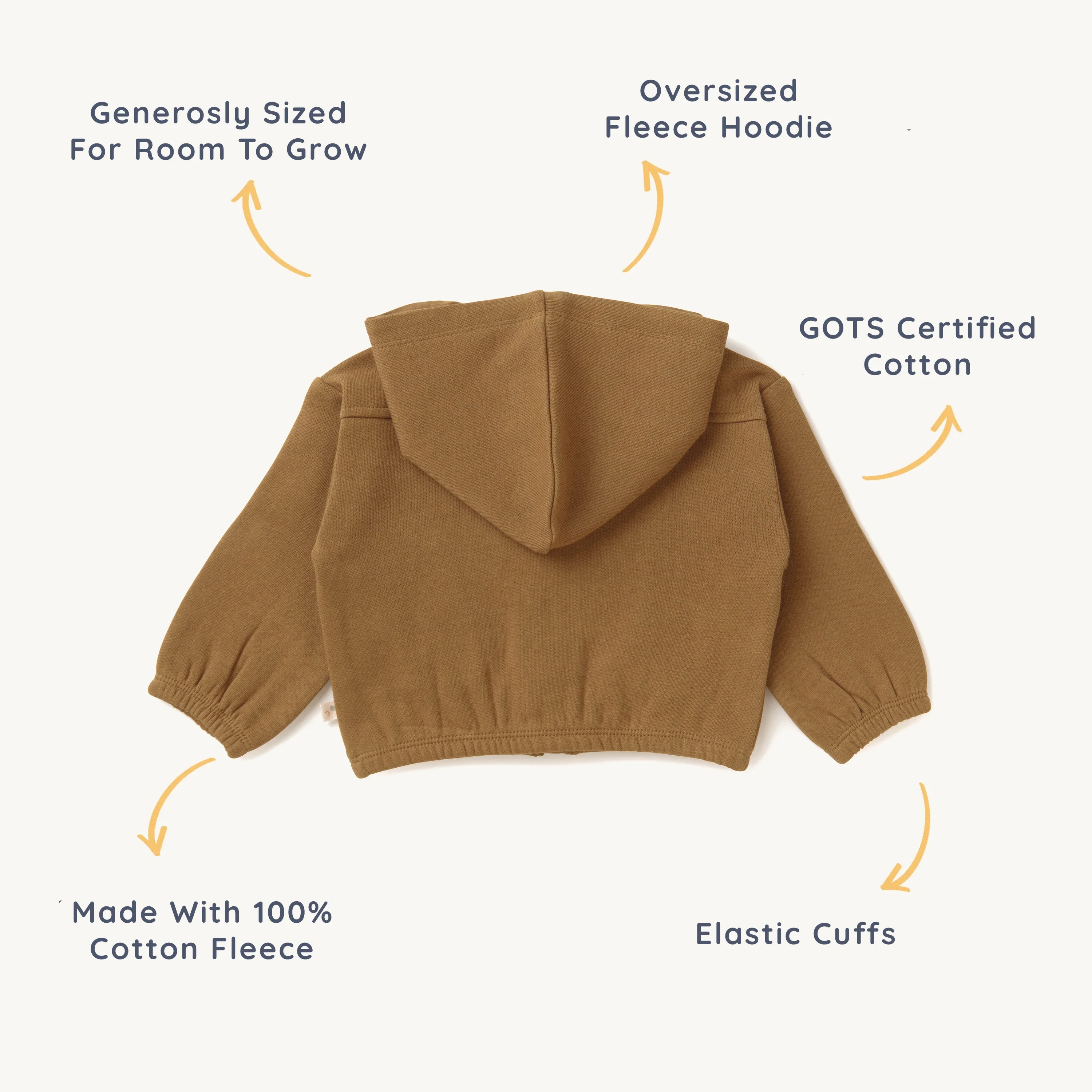 Organic Baby Toddler Hooded Jacket - Tan - Image 4