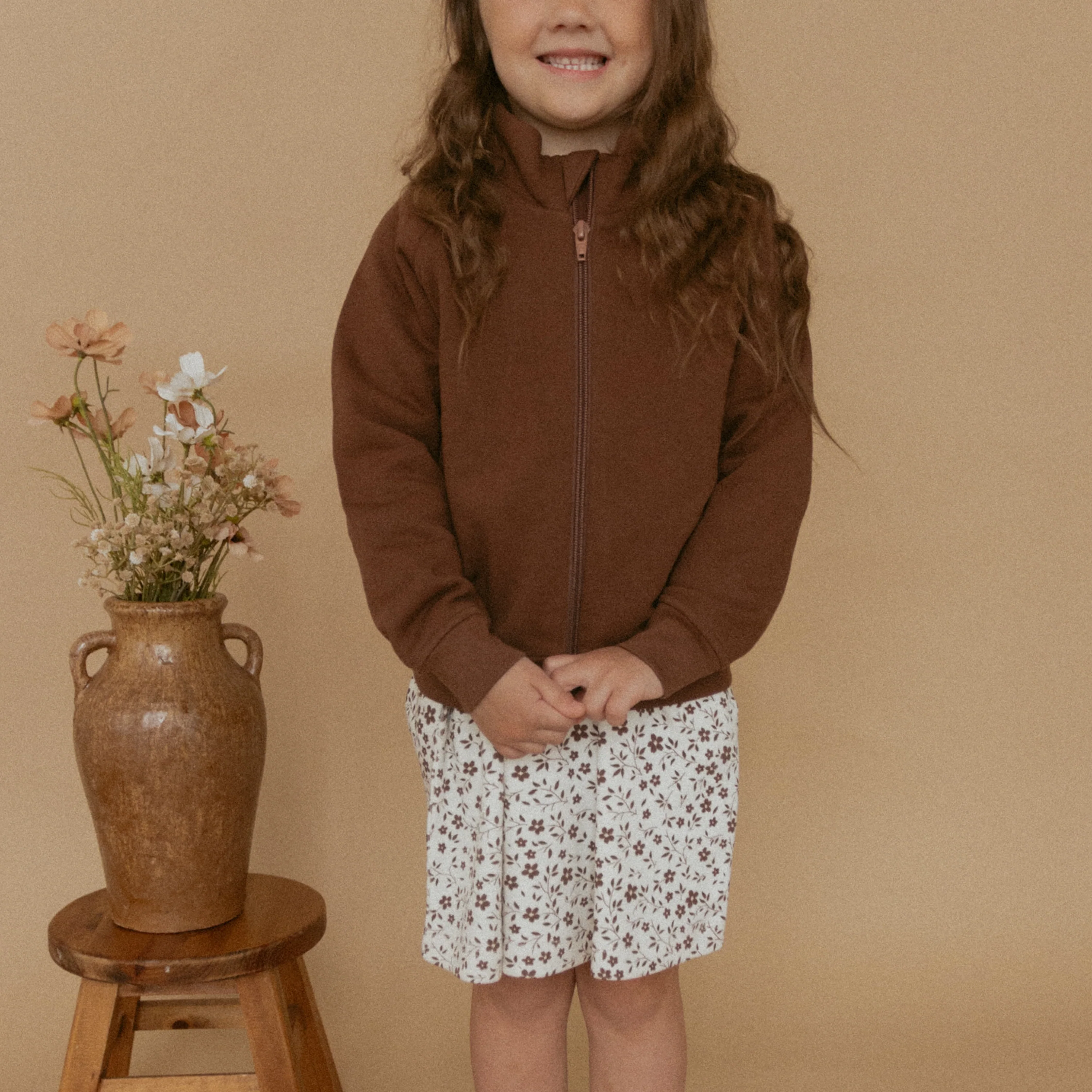 Organic Fleece Zipper Jacket - Dark Brown