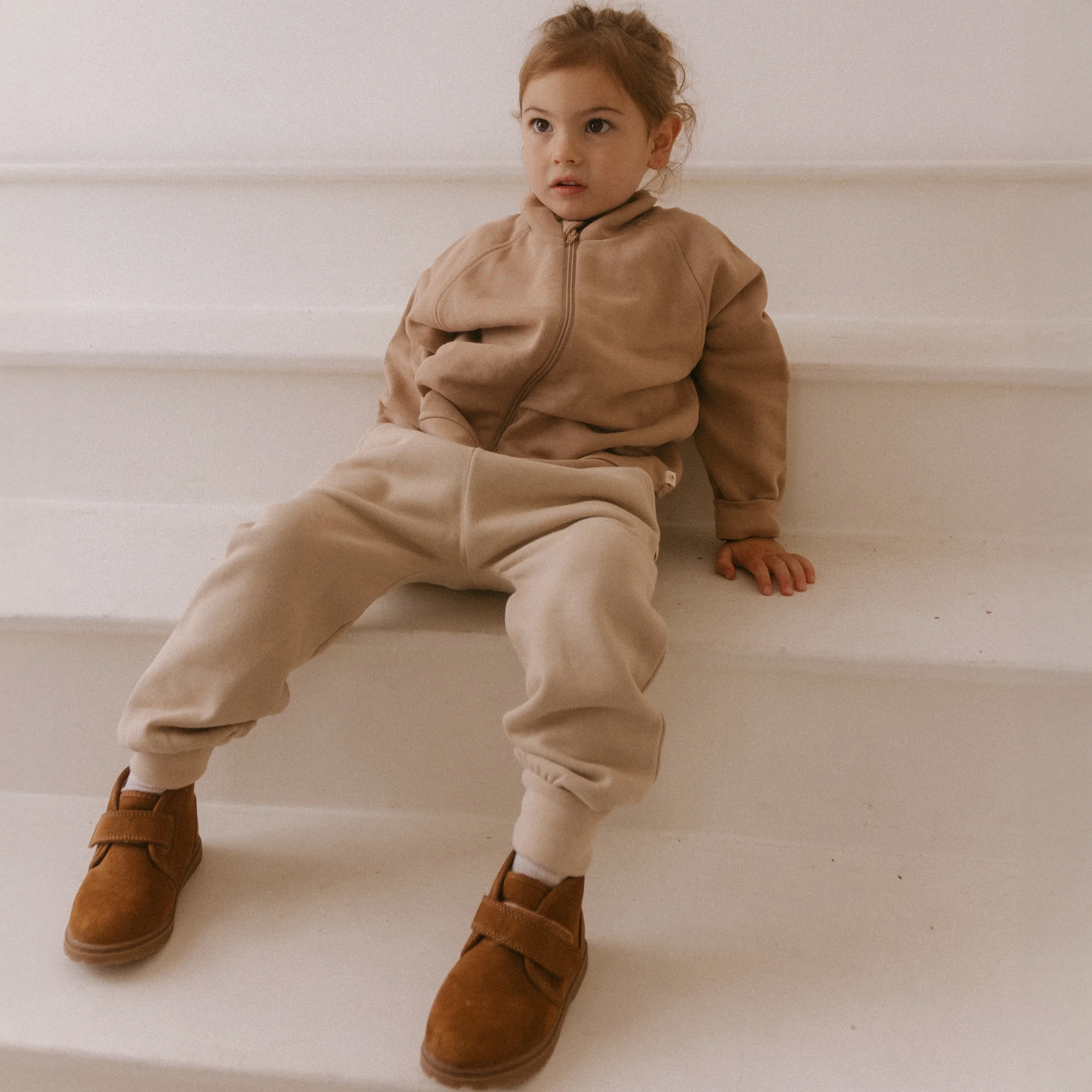 Organic Fleece Zipper Jacket - Taupe