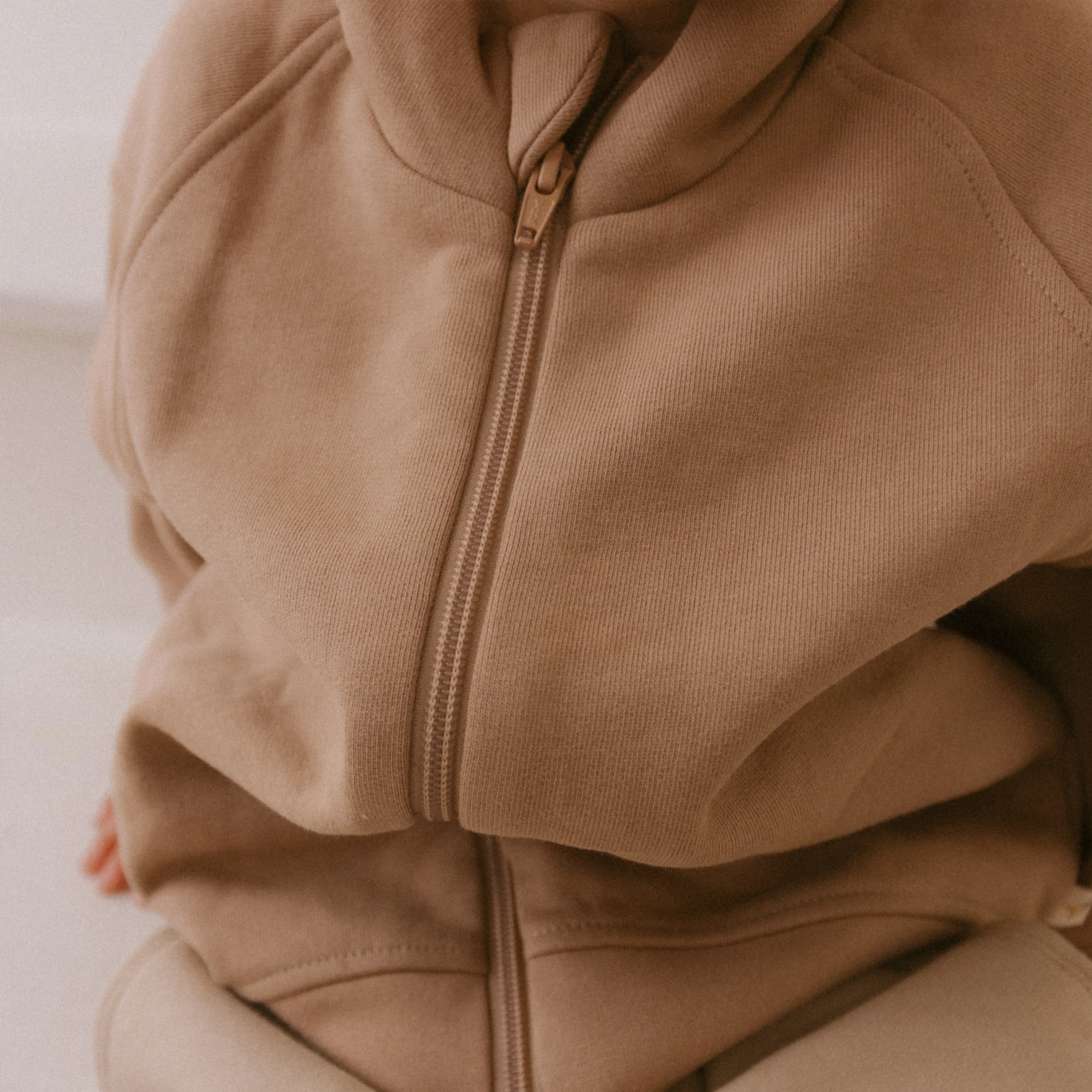 Organic Fleece Zipper Jacket - Taupe - Image 3