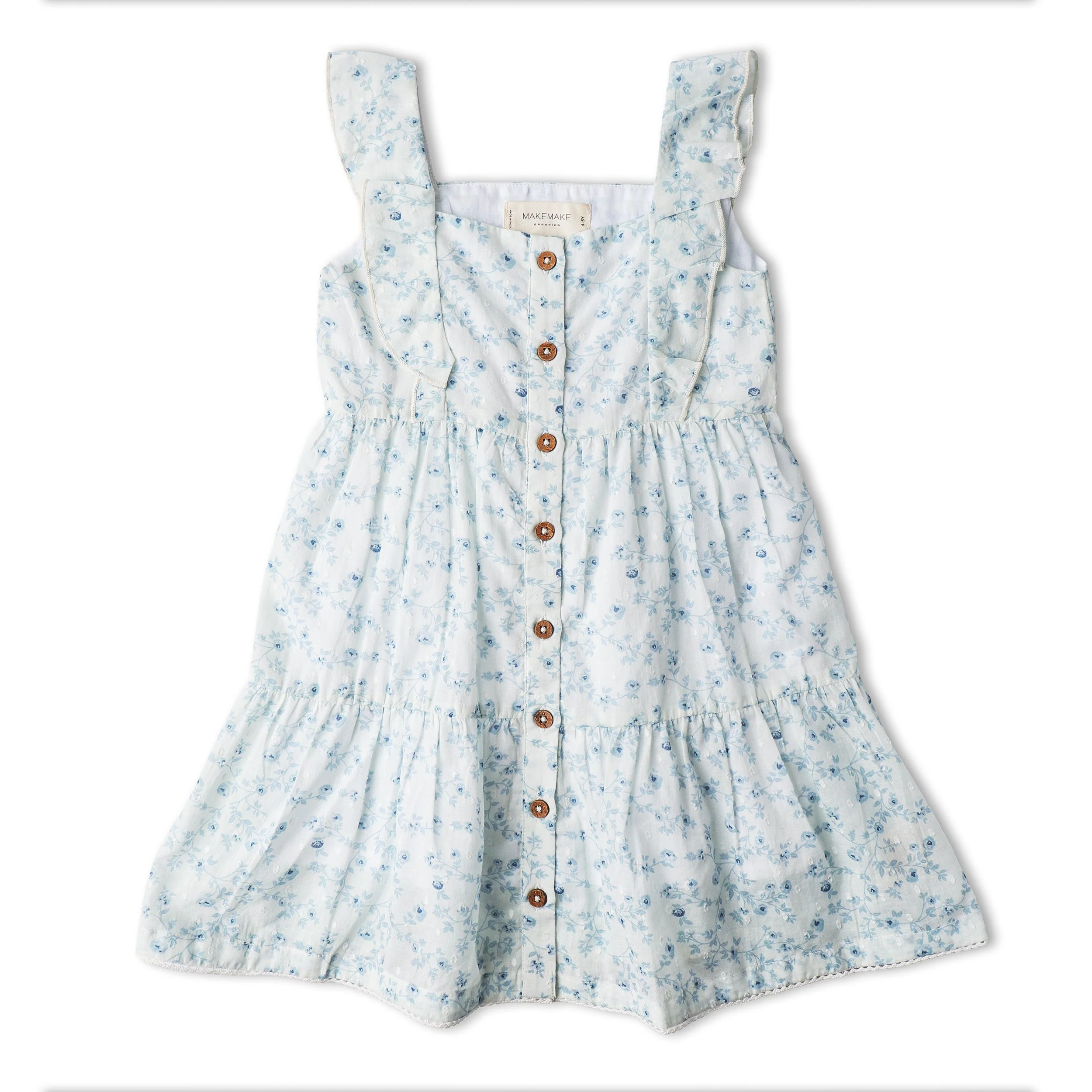 Organic Flutter Buttoned Tiered Dress - Ivy Floral - Image 2