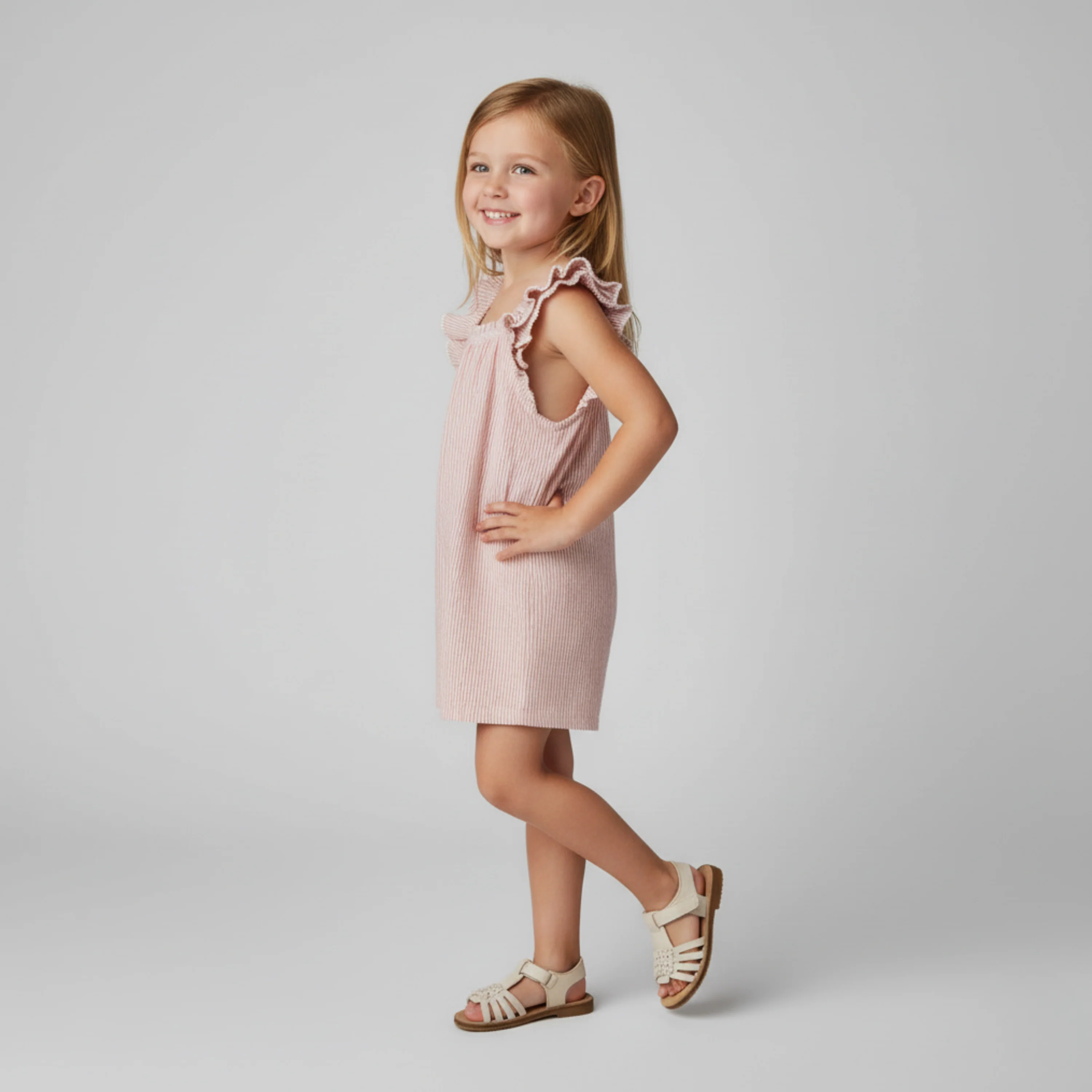 Organic Flutter Jumpsuit - Coral Stripes - Image 3