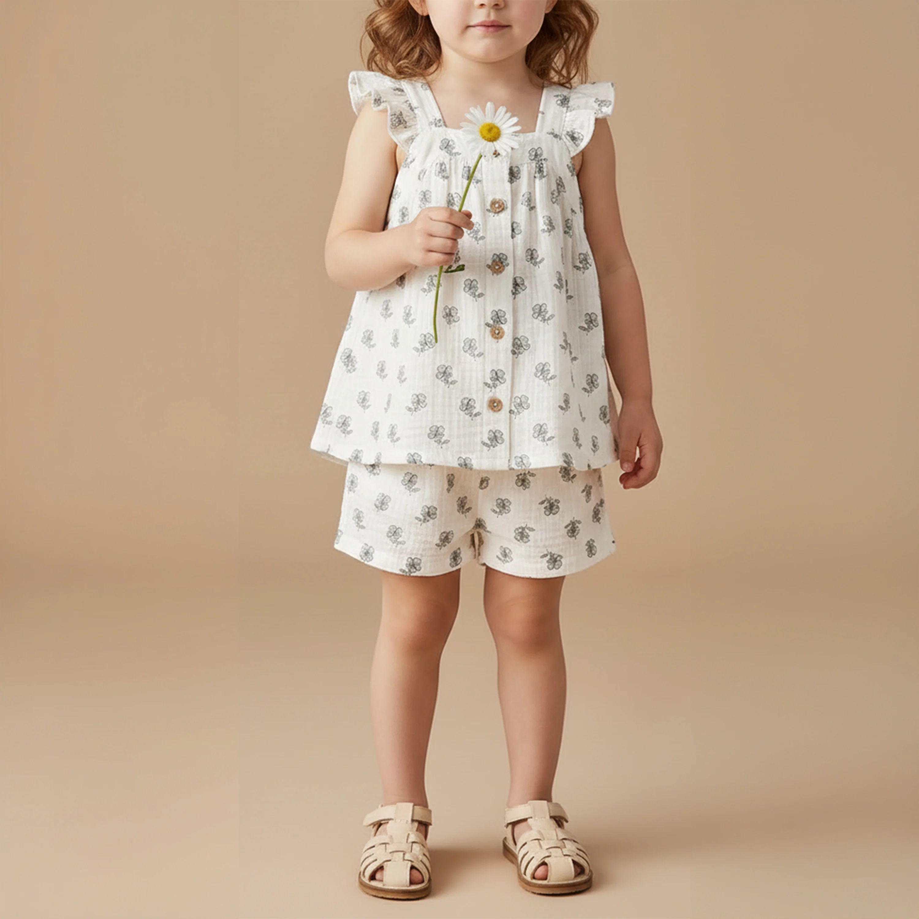 Organic Flutter Top & Shorts Set - Poppy - Image 4
