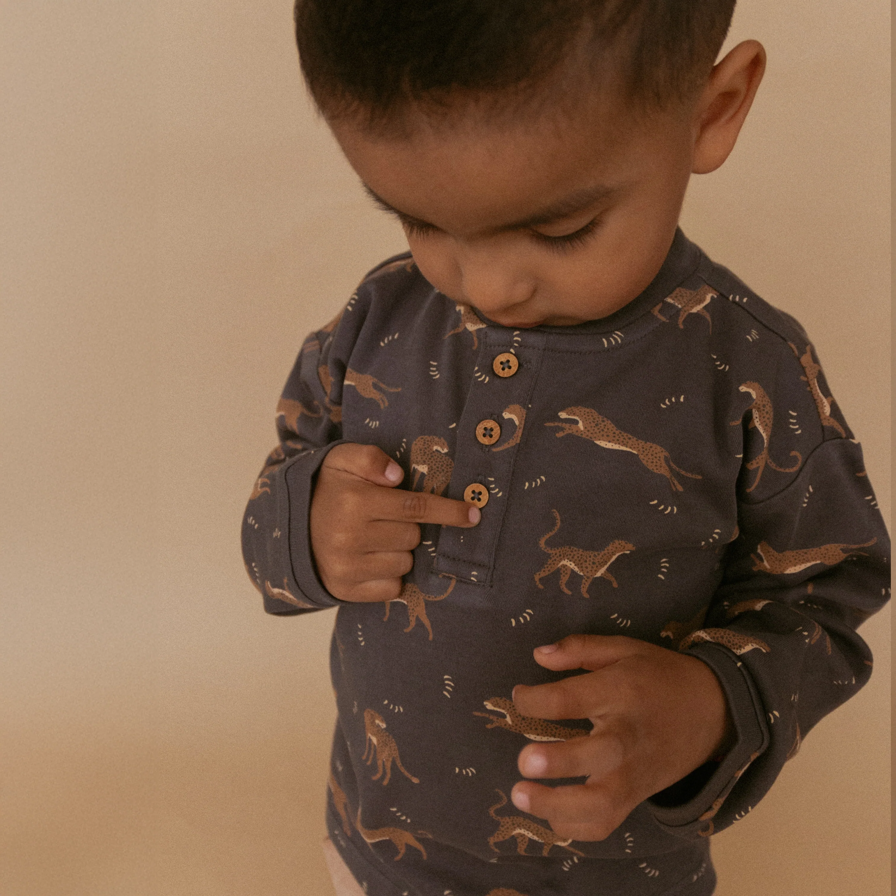 Organic Henley Tee - Leopard - Image 3