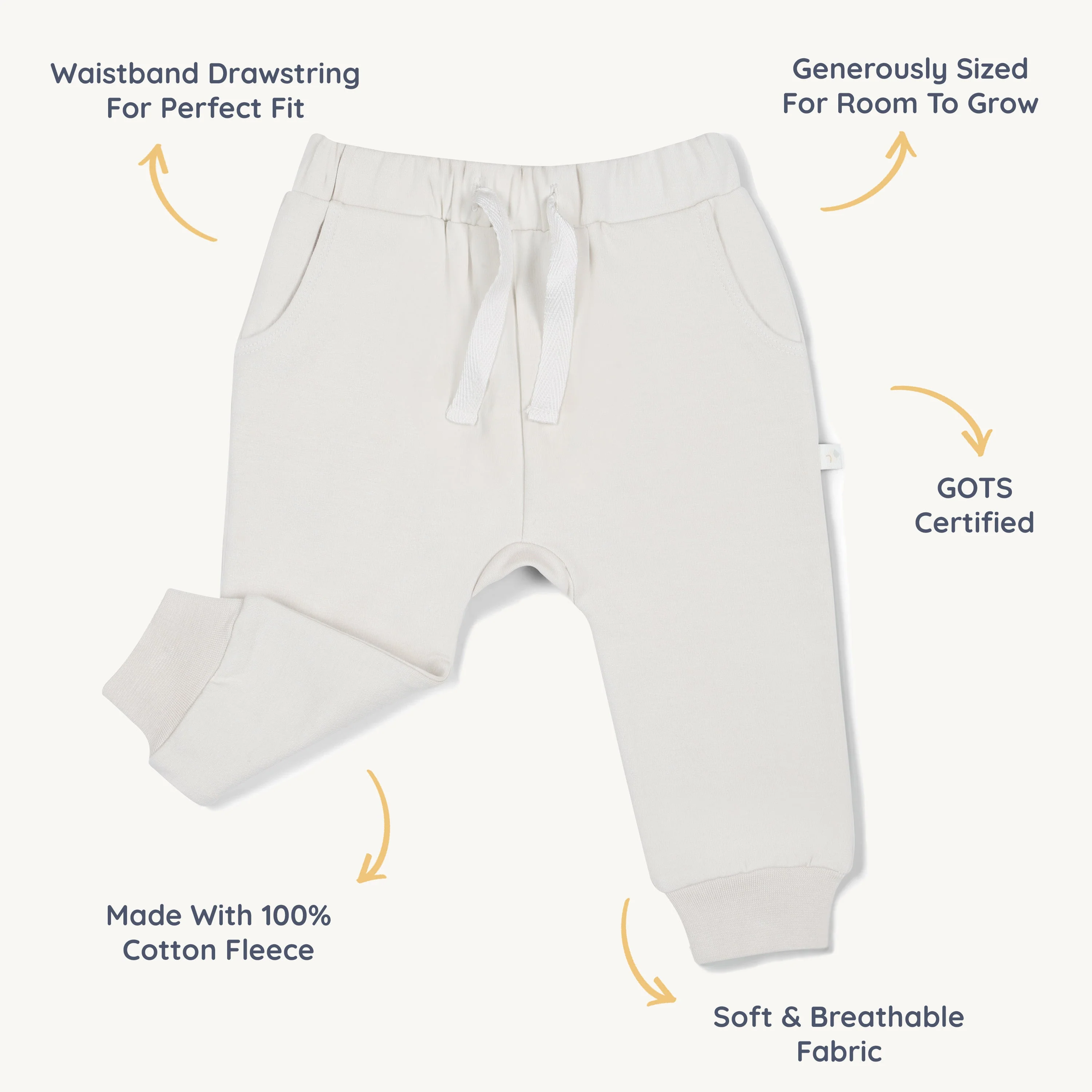 Organic Fleece Jogger Pants - Natural - Image 5