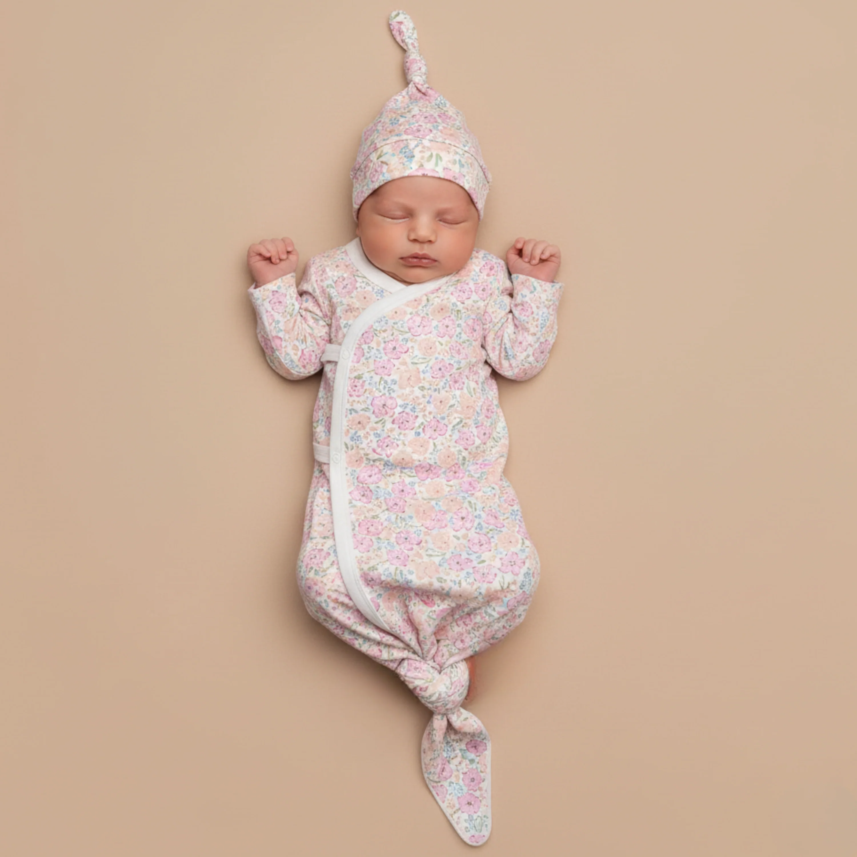 Organic Kimono Knotted Sleep Gown - Peony - Image 3