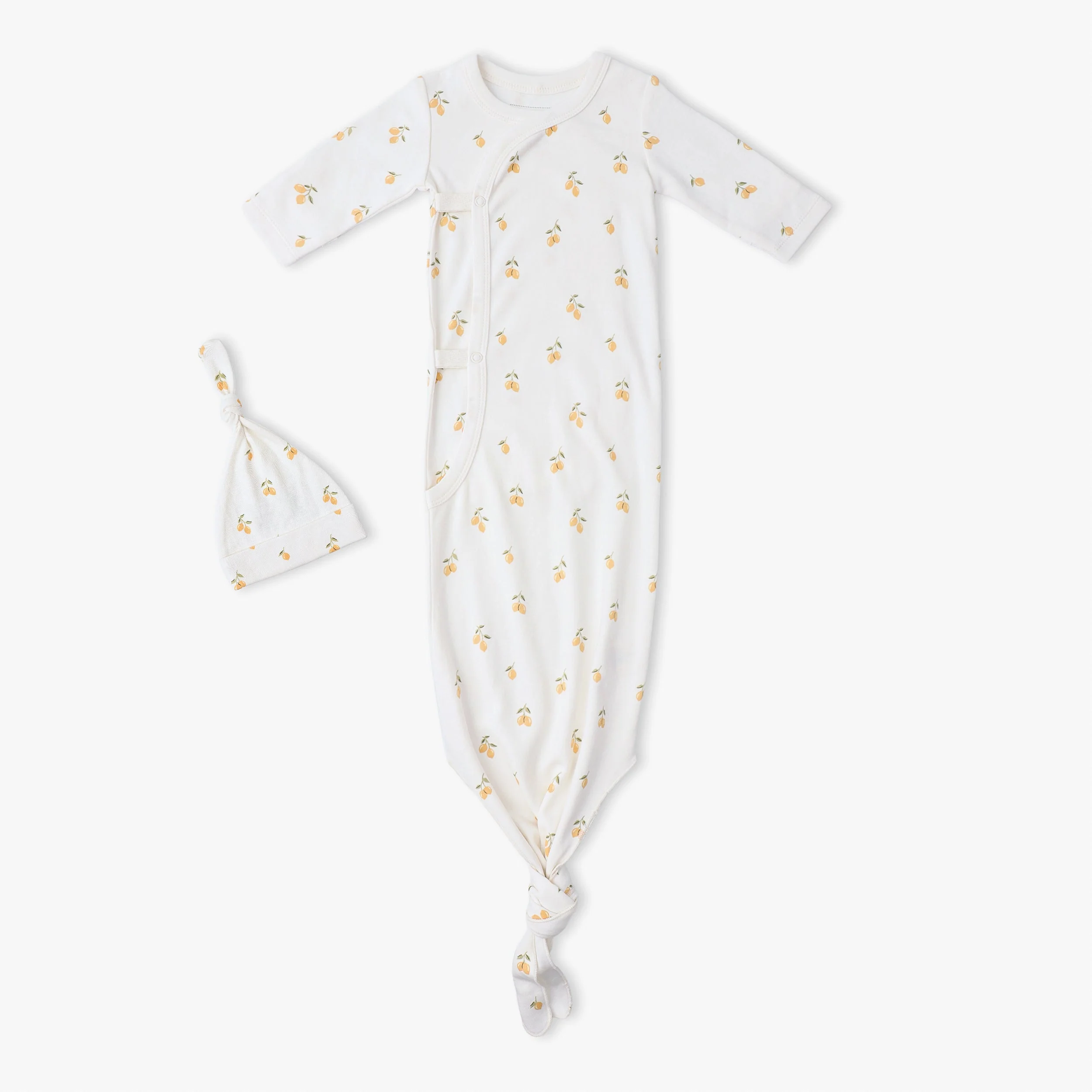 Organic Kimono Knotted Sleep Gown - Lemons - Image 4