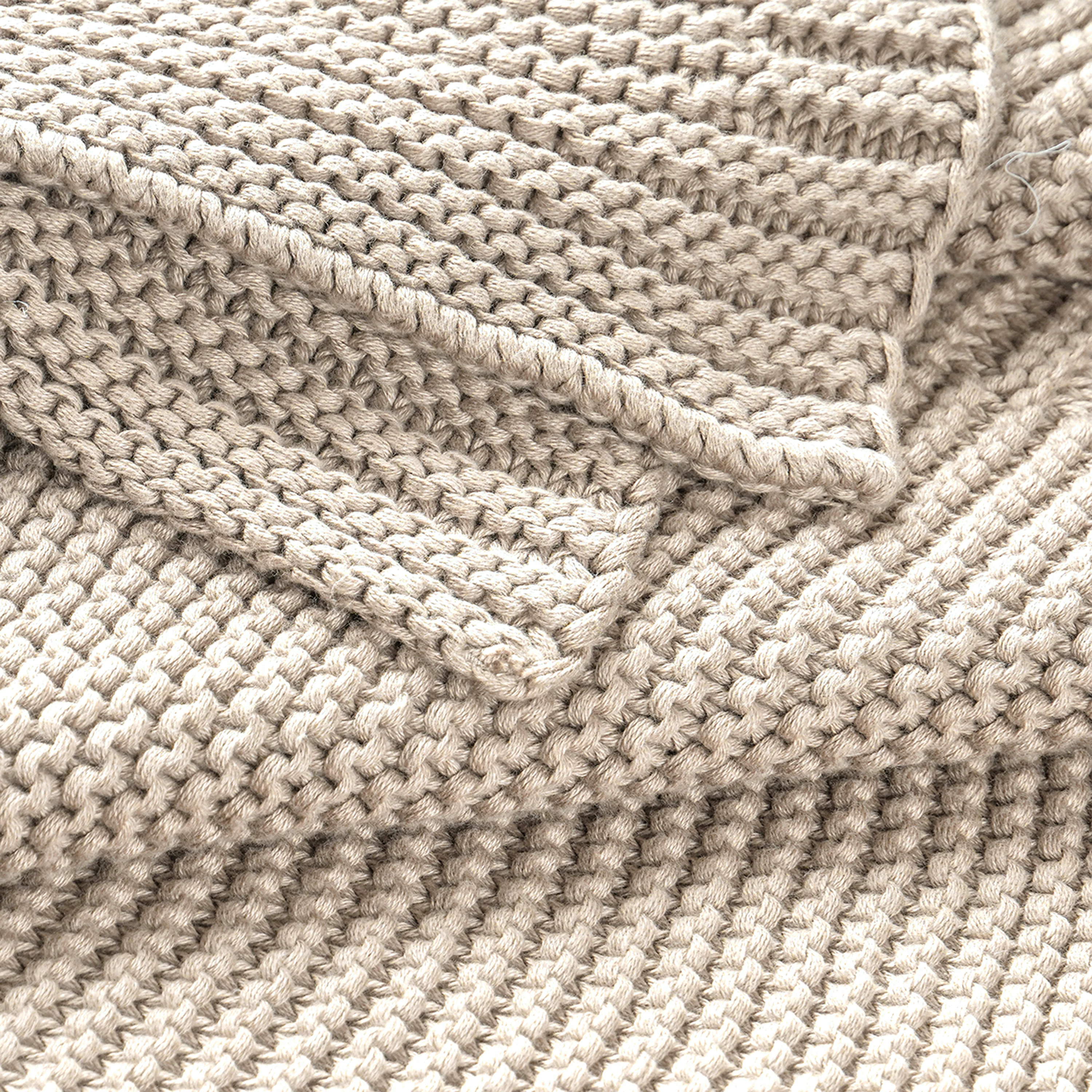 Organic Knit Throw Blanket - Beige - Image 5
