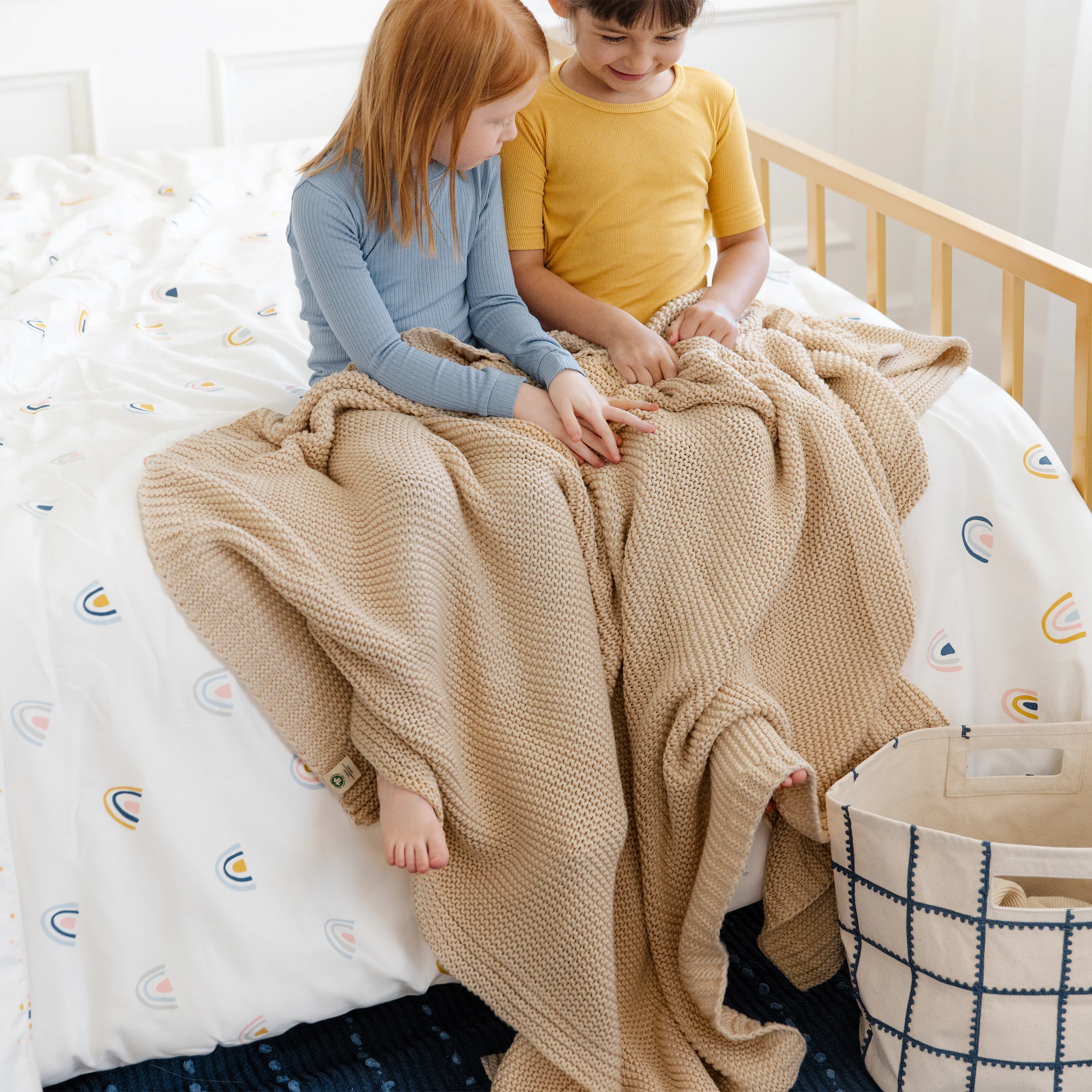 Organic Knit Throw Blanket - Sand - Image 3