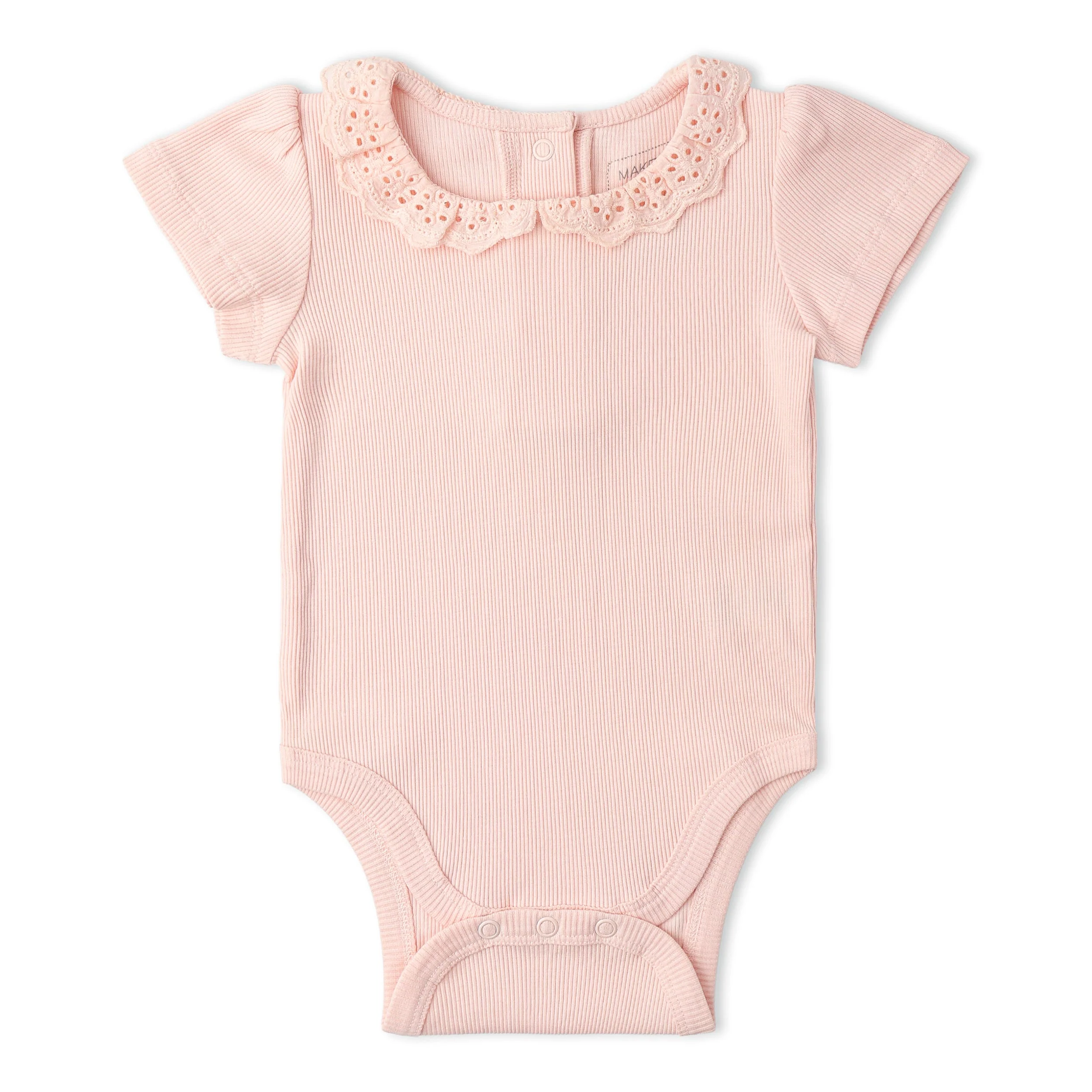 Organic Lace Collar Onesie & Tights Set - Blush - Image 4