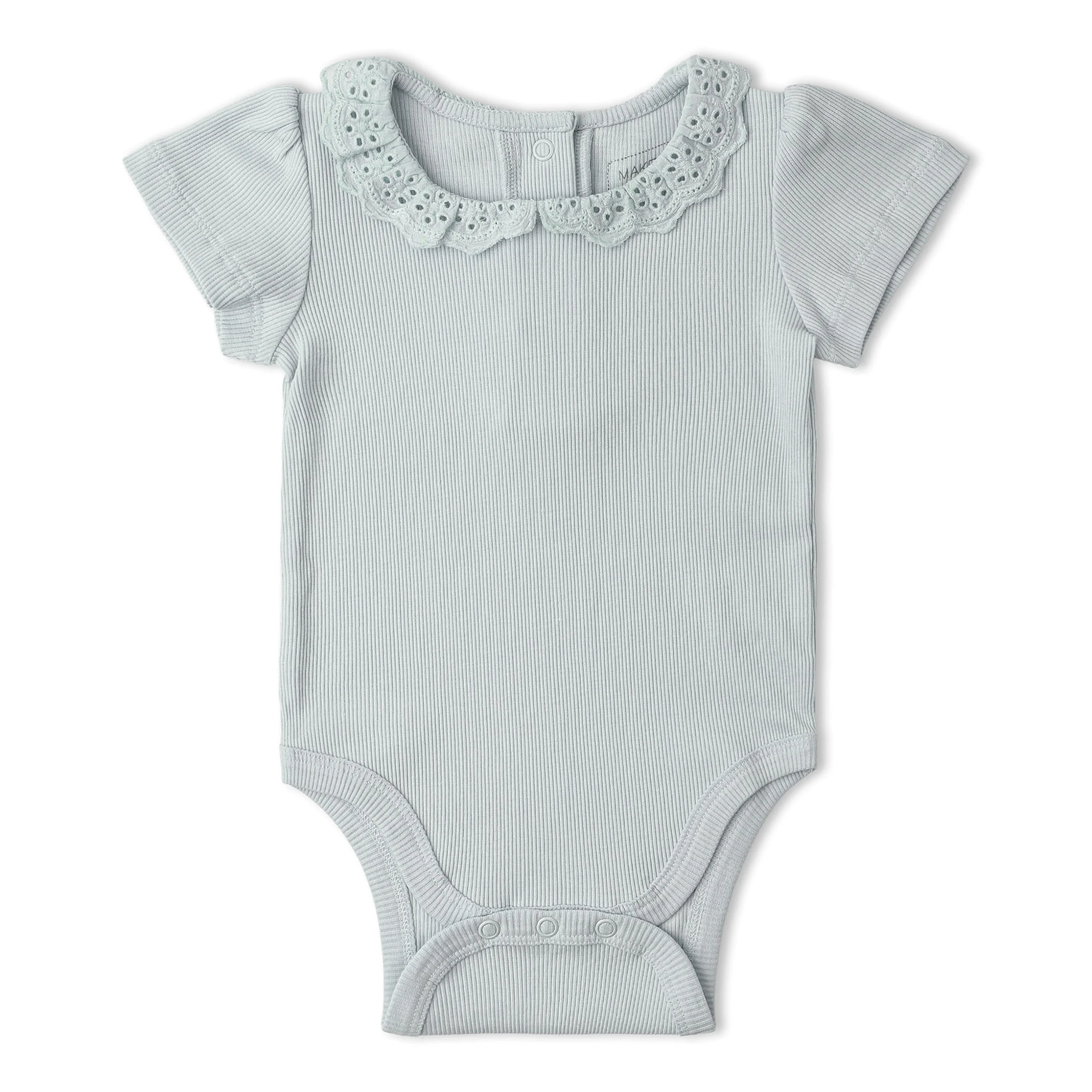 Organic Lace Collar Onesie & Tights Set - Fog - Image 4