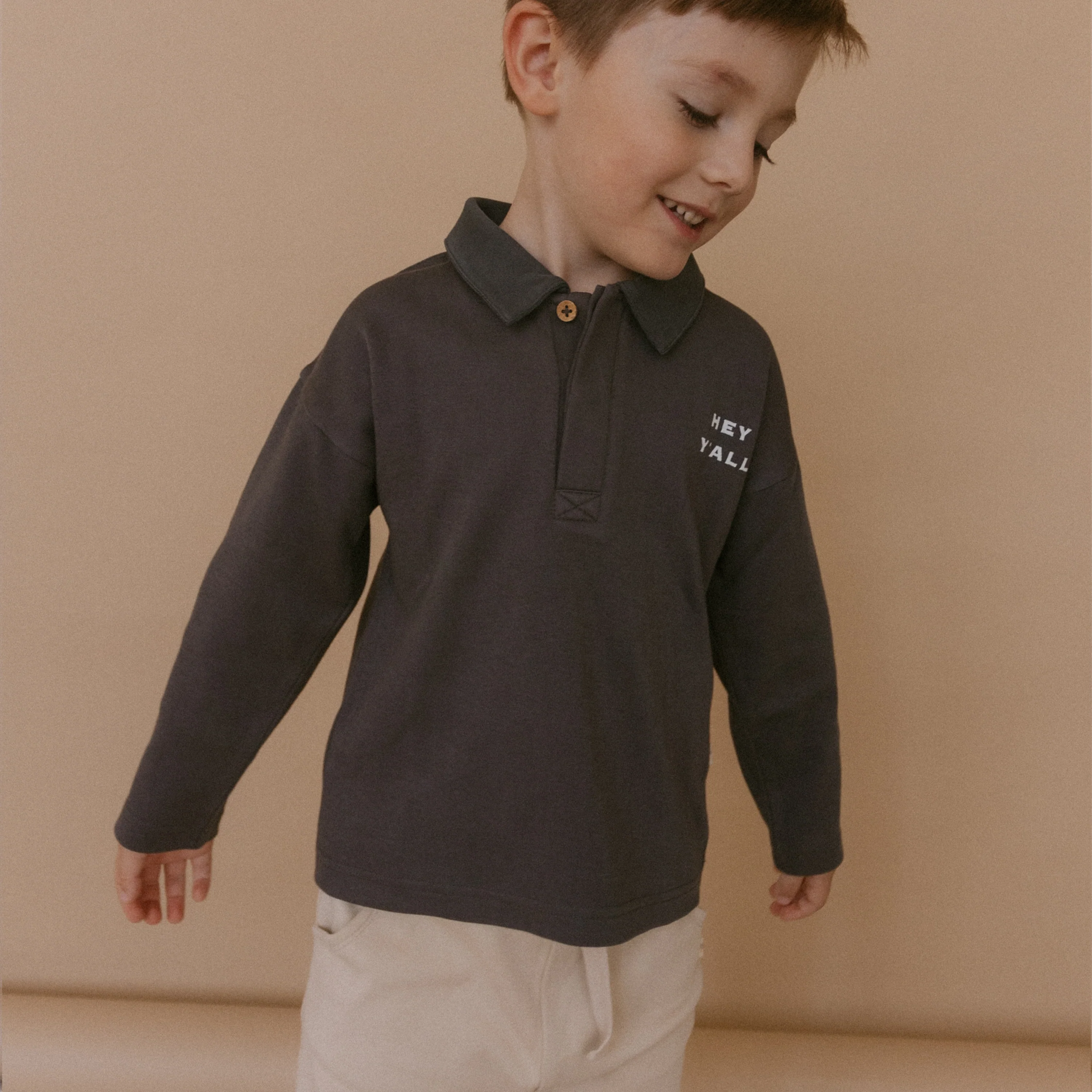 Organic Long Sleeve Polo - Hale Navy - Image 3