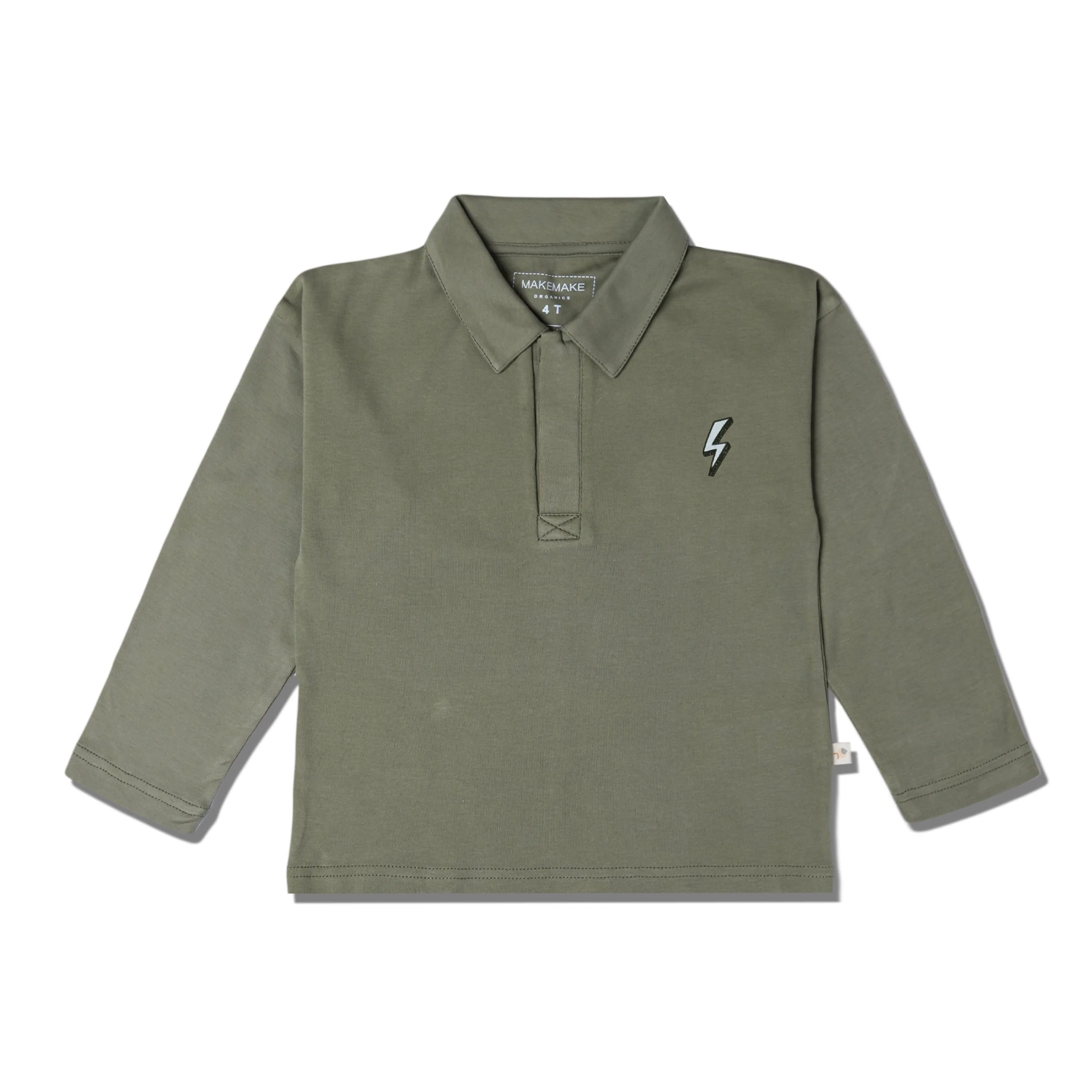 Organic Long Sleeve Polo - Olive - Image 3