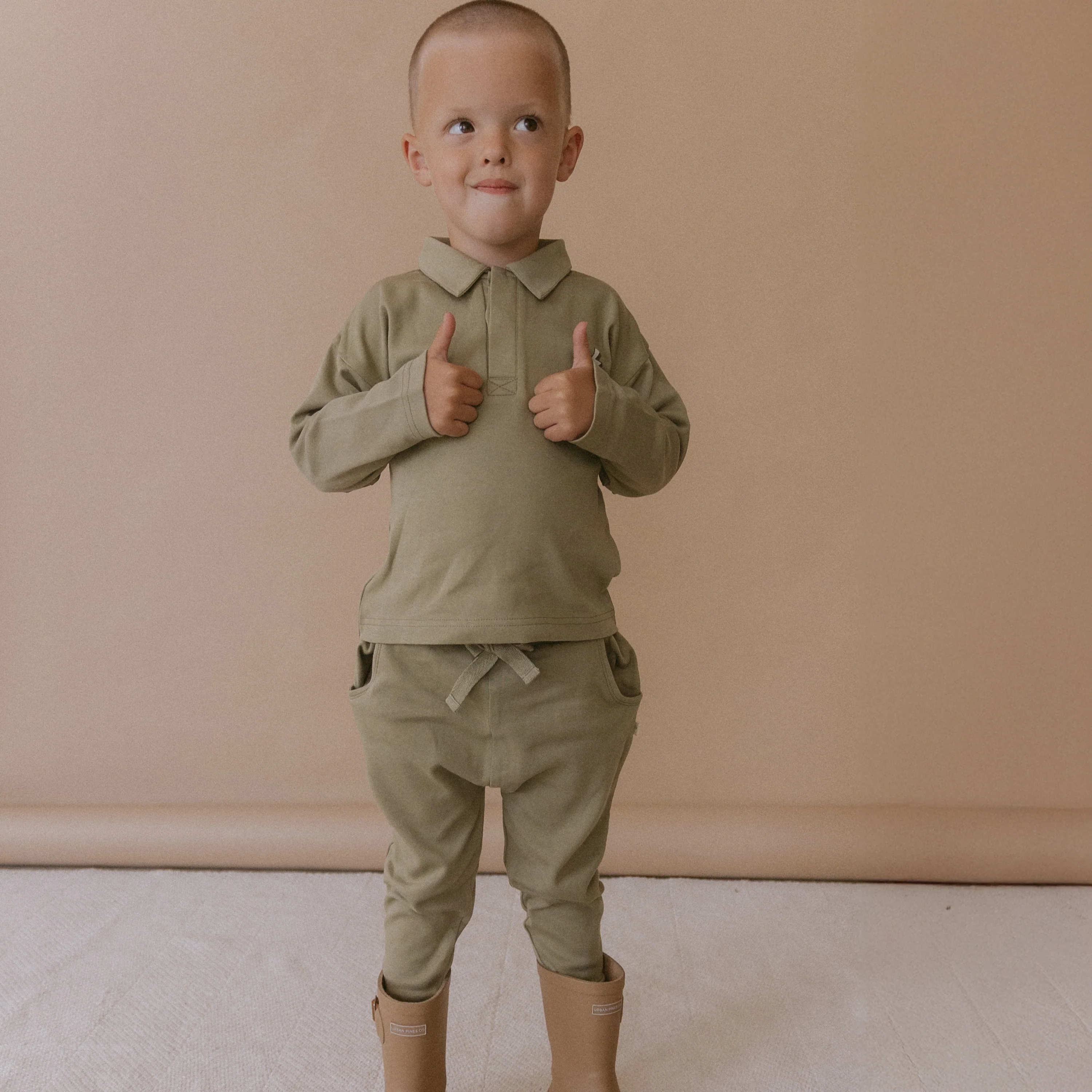 Organic Long Sleeve Polo - Olive - Image 4