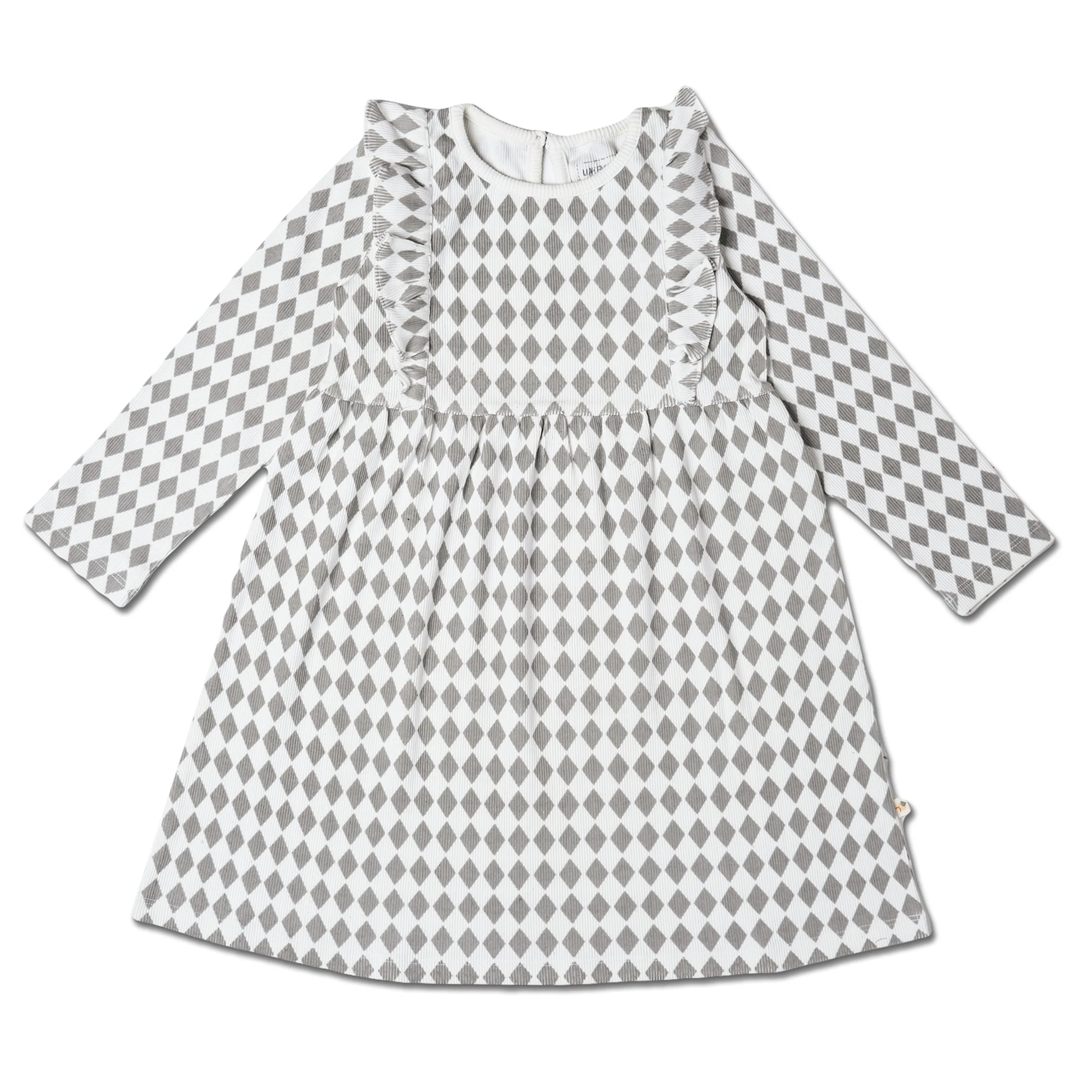 Organic Long Sleeve Ruffle Dress - Harlequin - Image 2