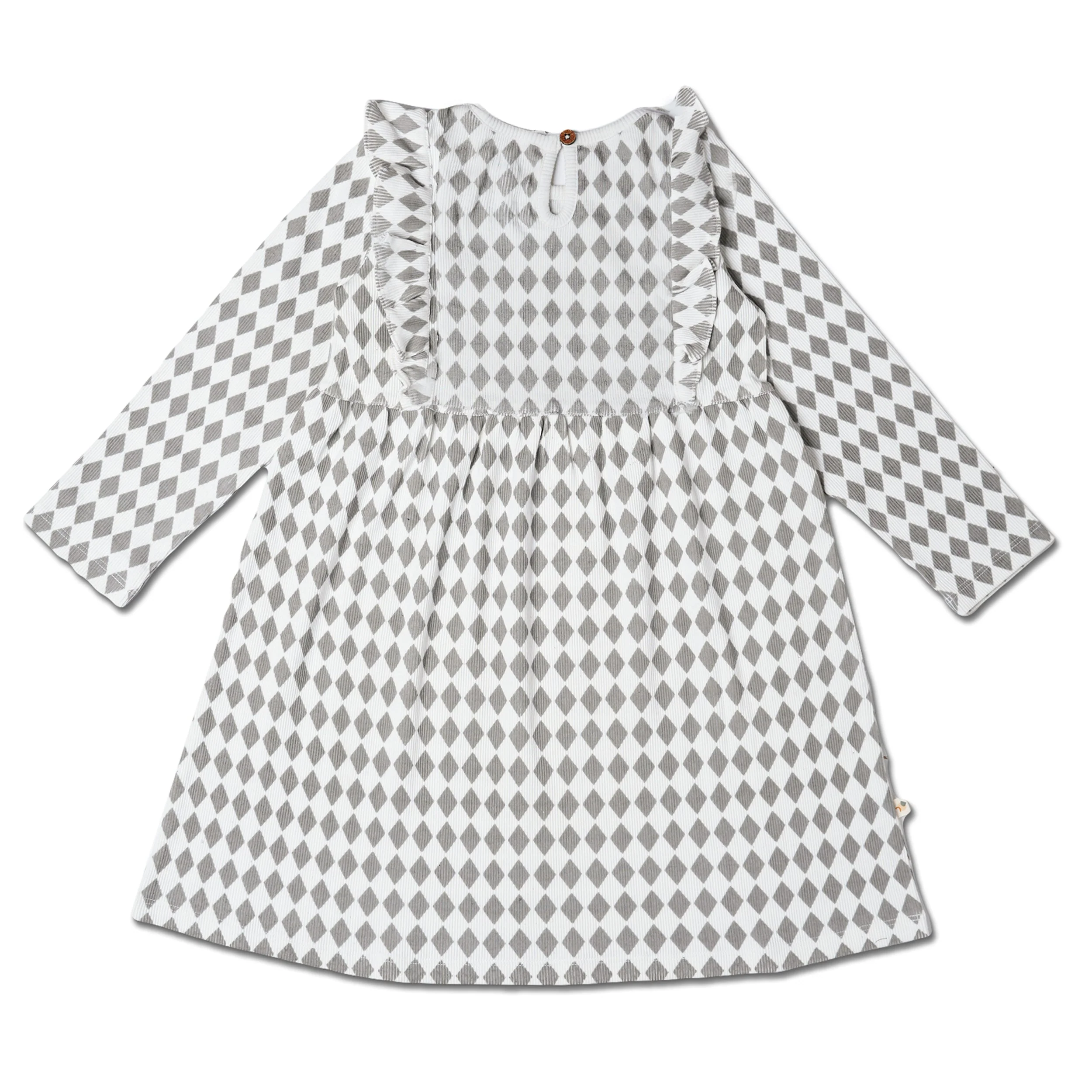 Organic Long Sleeve Ruffle Dress - Harlequin - Image 3