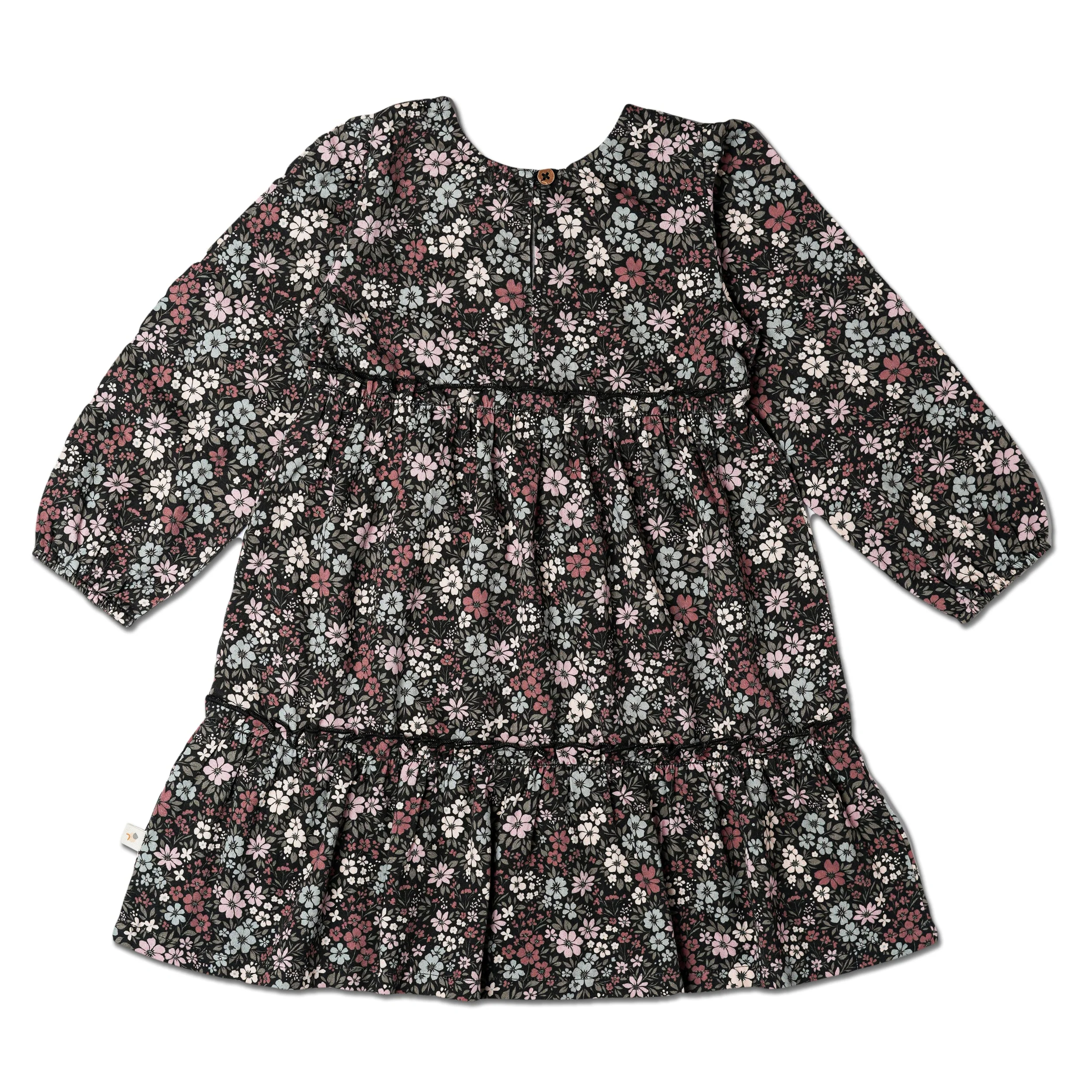 Organic Long Sleeve Tiered Dress - Bohemian Floral - Image 4
