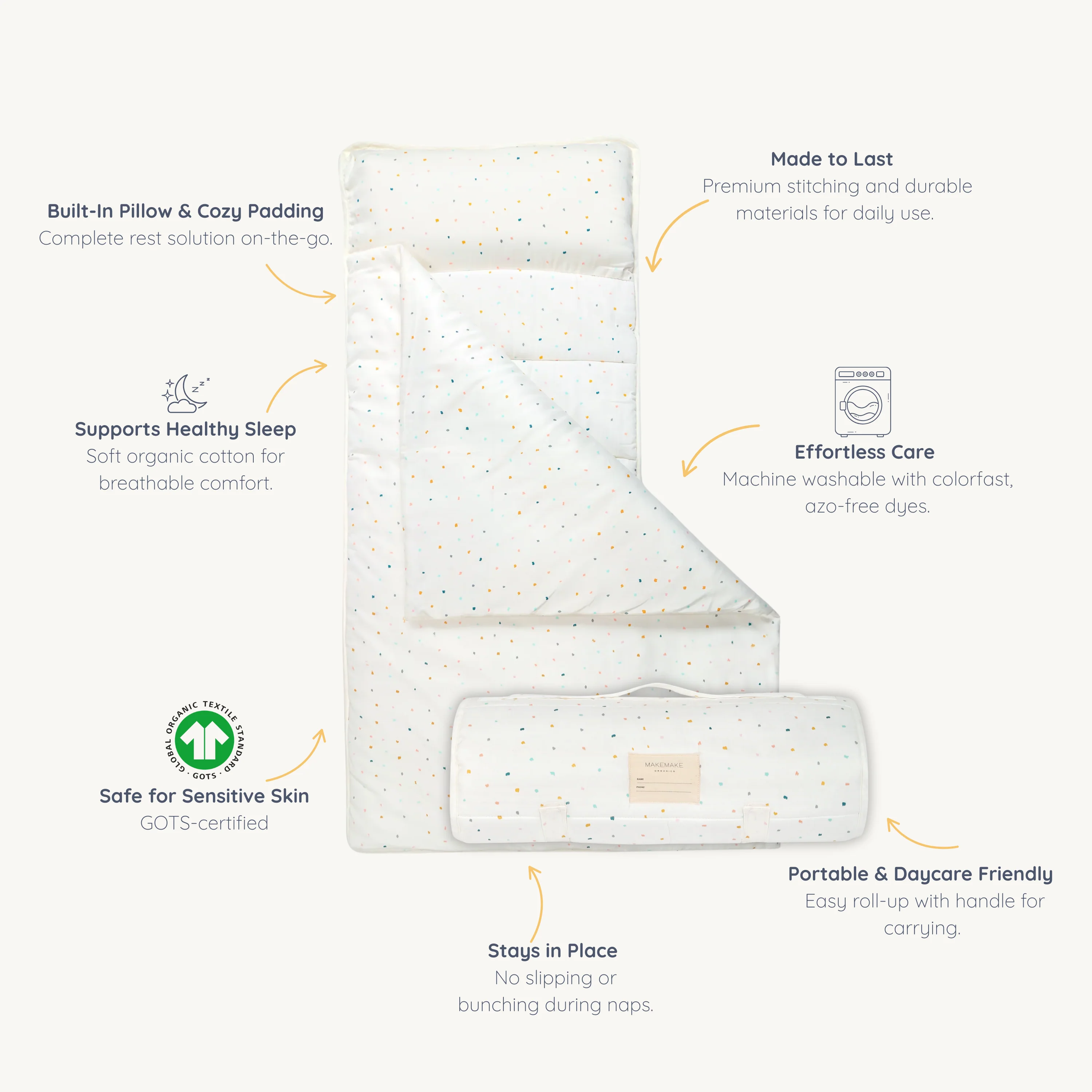 Organic Cozy Comfort Nap Mat - Dotty - Image 9