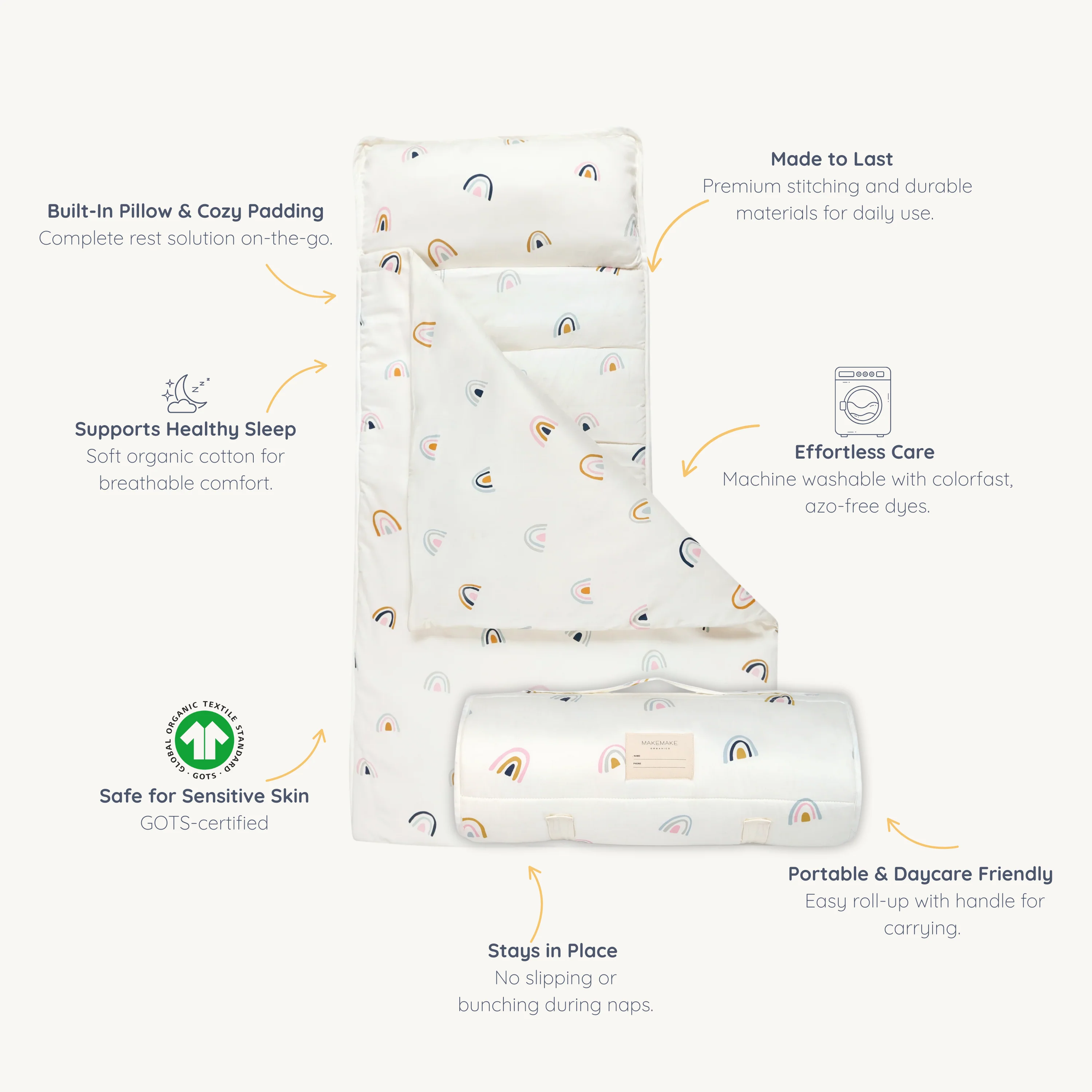 Organic Cozy Comfort Nap Mat - Rainbow - Image 9