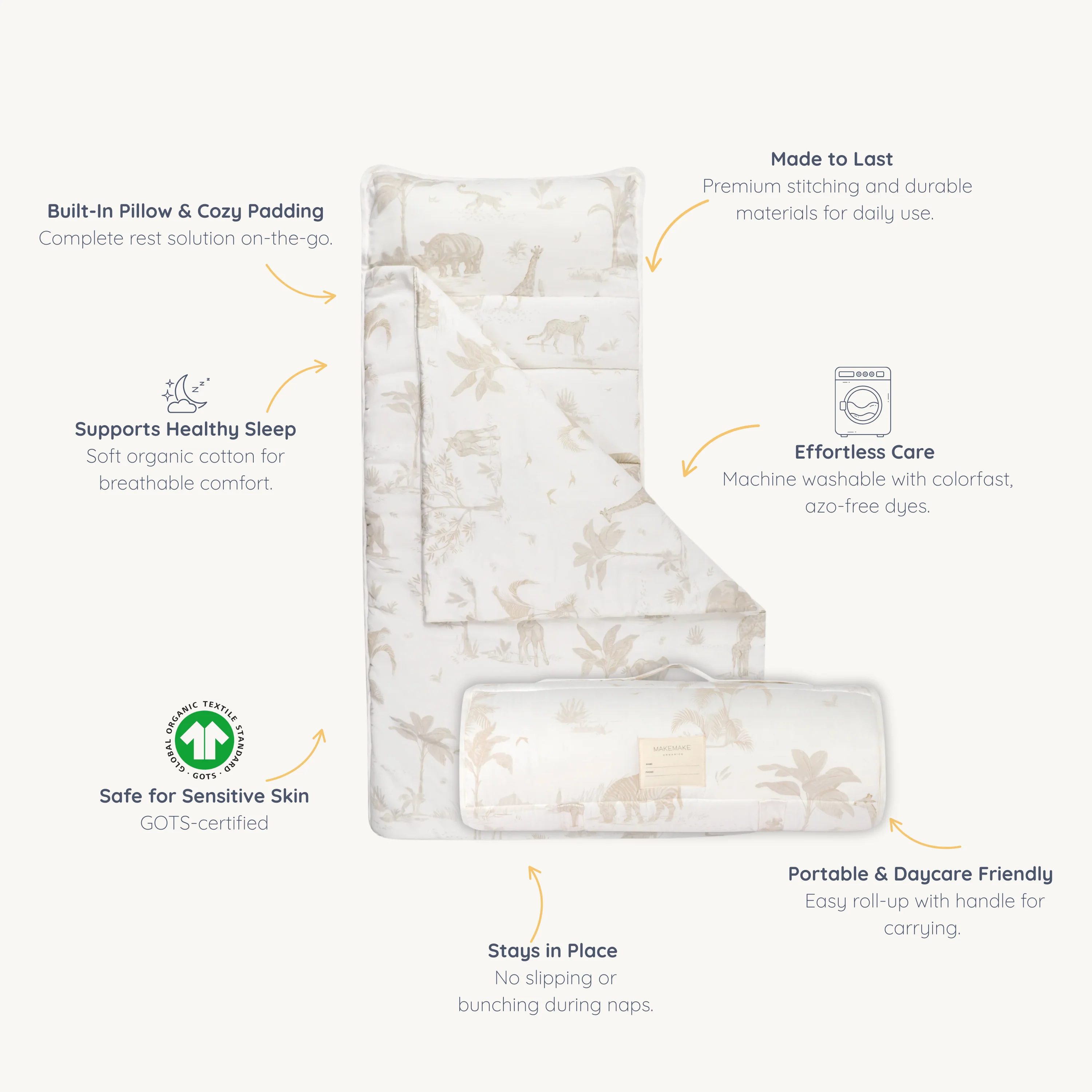 Organic Cozy Comfort Nap Mat - Safari - Image 8