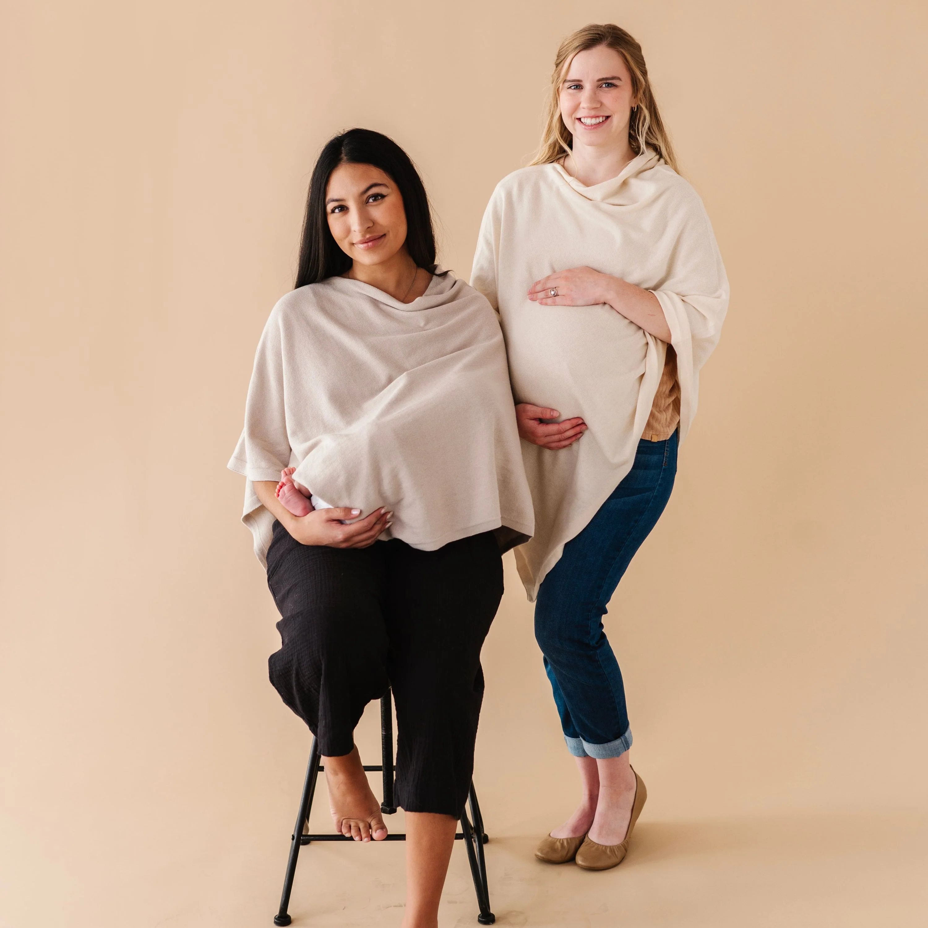 Organic Nursing Shawl Cover - Beige - Image 3