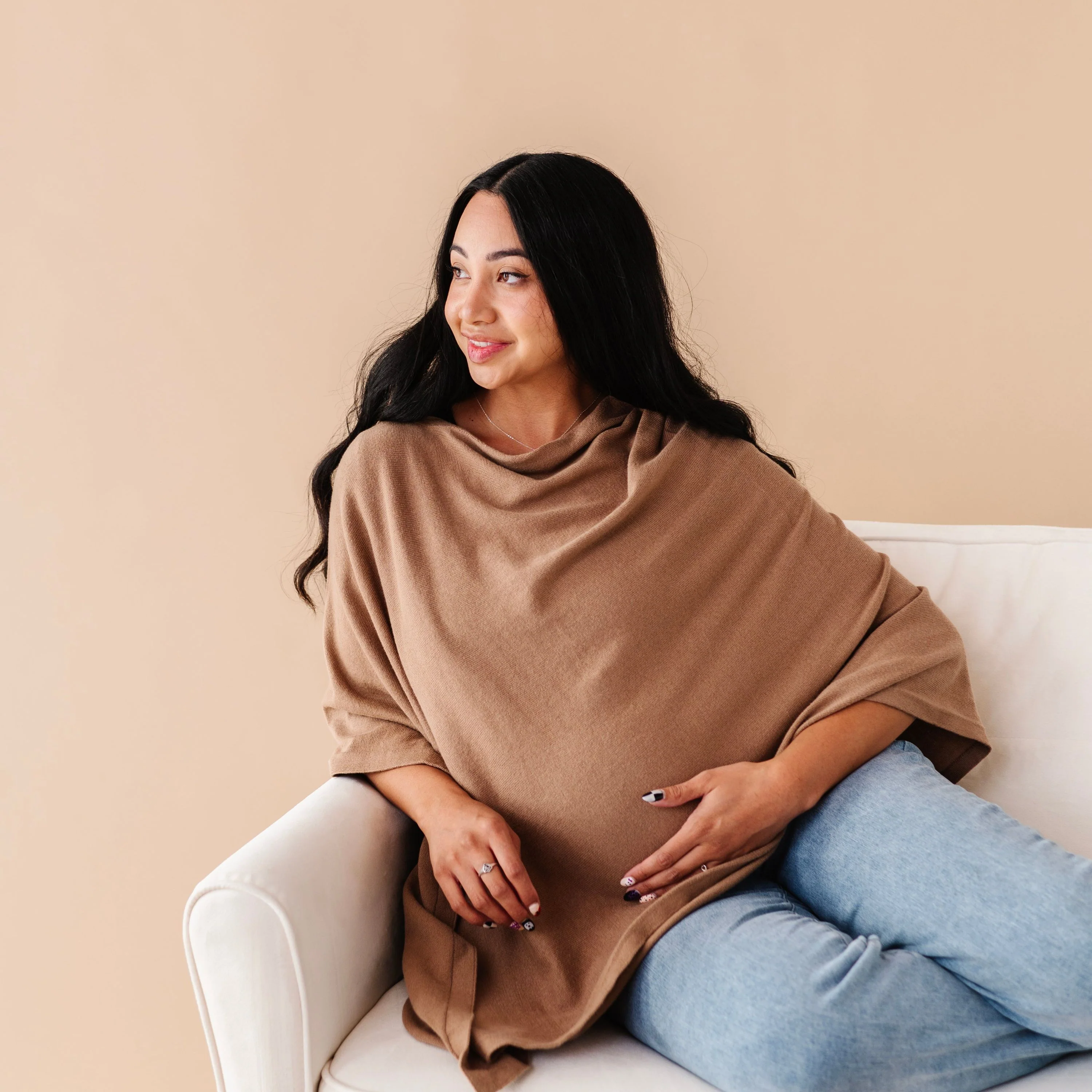 Organic Nursing Shawl Cover - Brown - Image 3