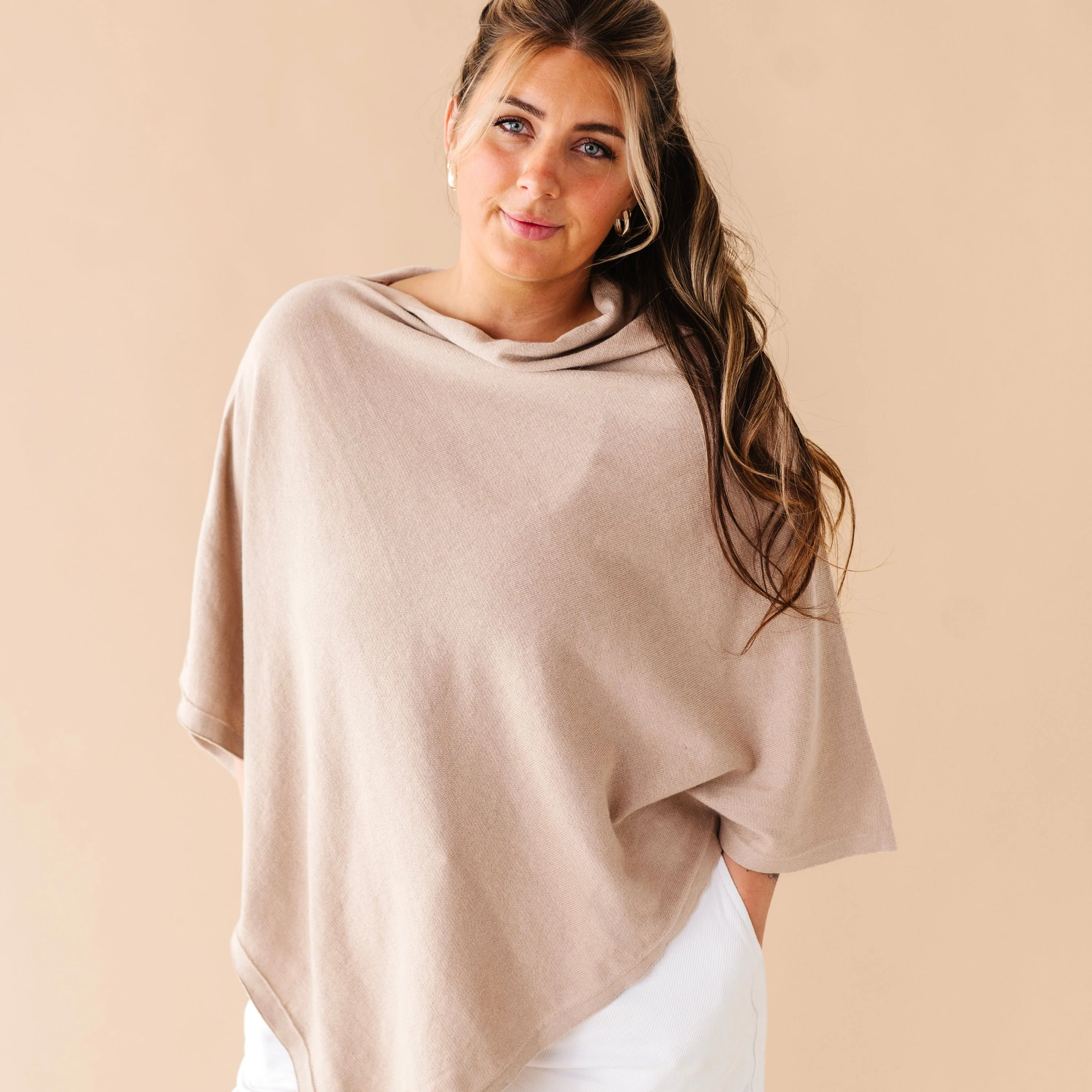 Organic Nursing Shawl Cover - Sand - Image 2