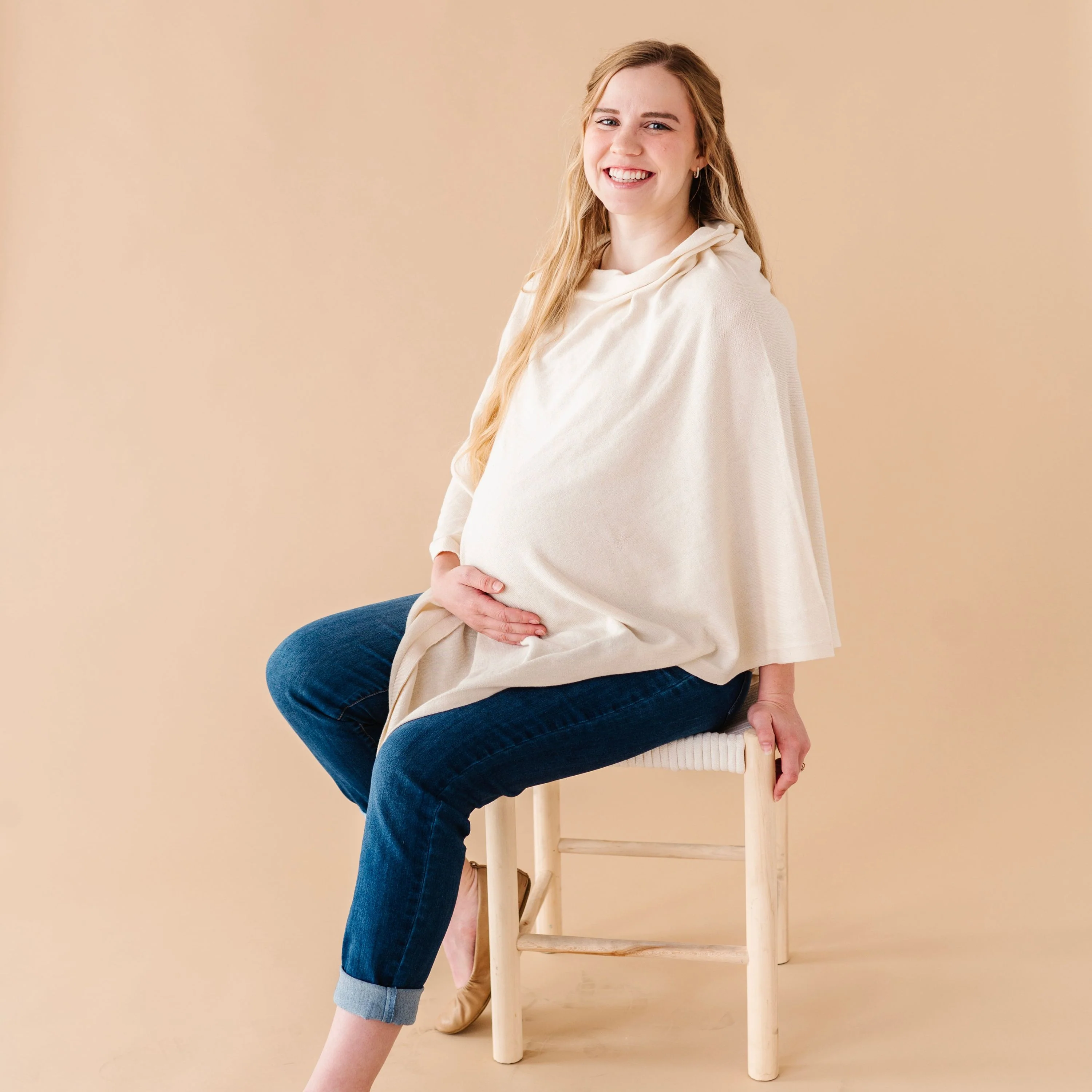 Organic Nursing Shawl Cover - Vanilla - Image 2
