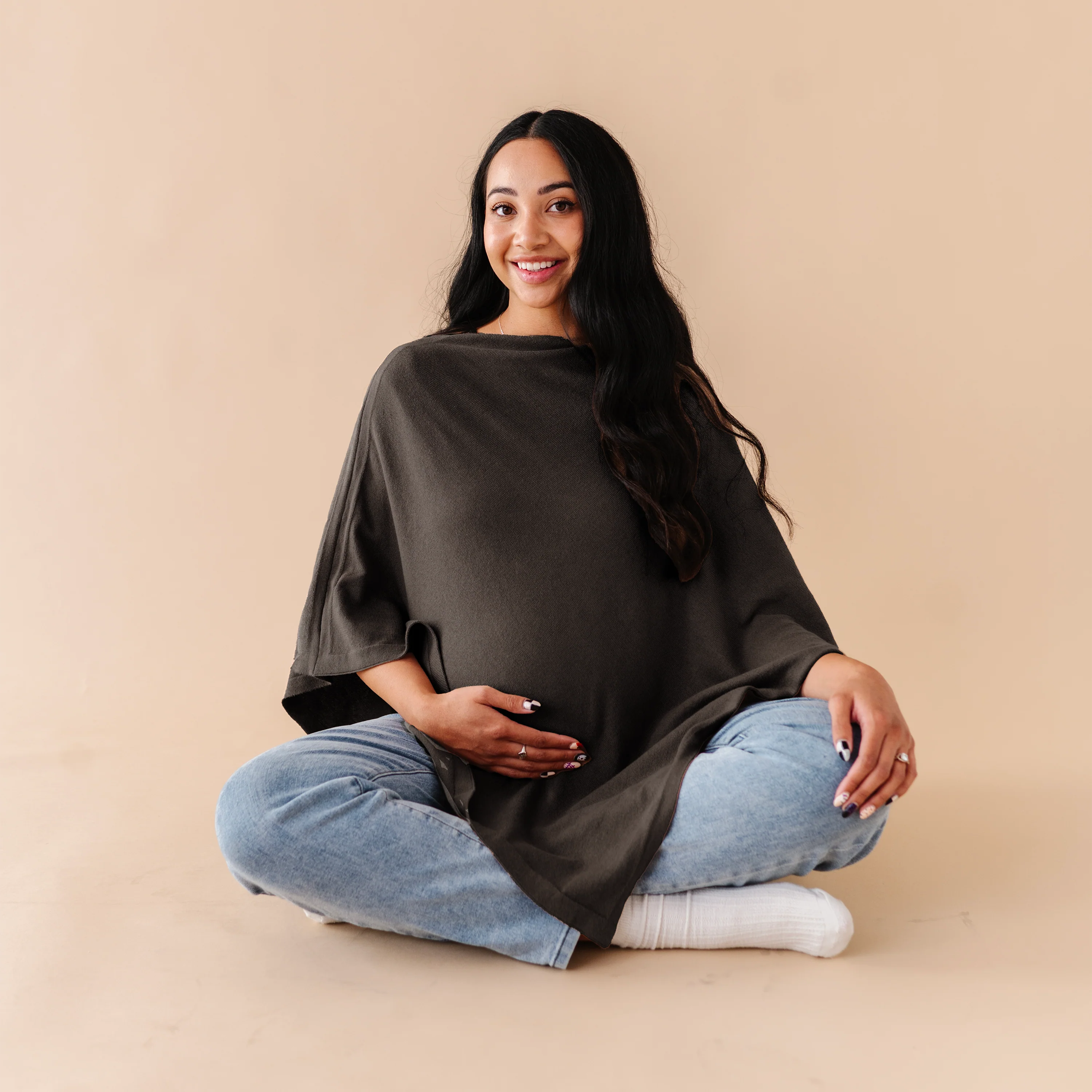 Organic Nursing Shawl Cover - Gray - Image 4