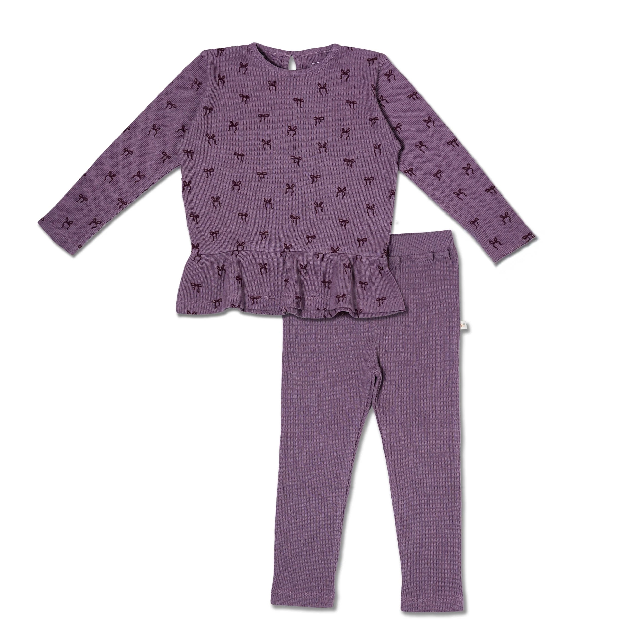Organic Peplum Top & Leggings Set - Bows - Image 2