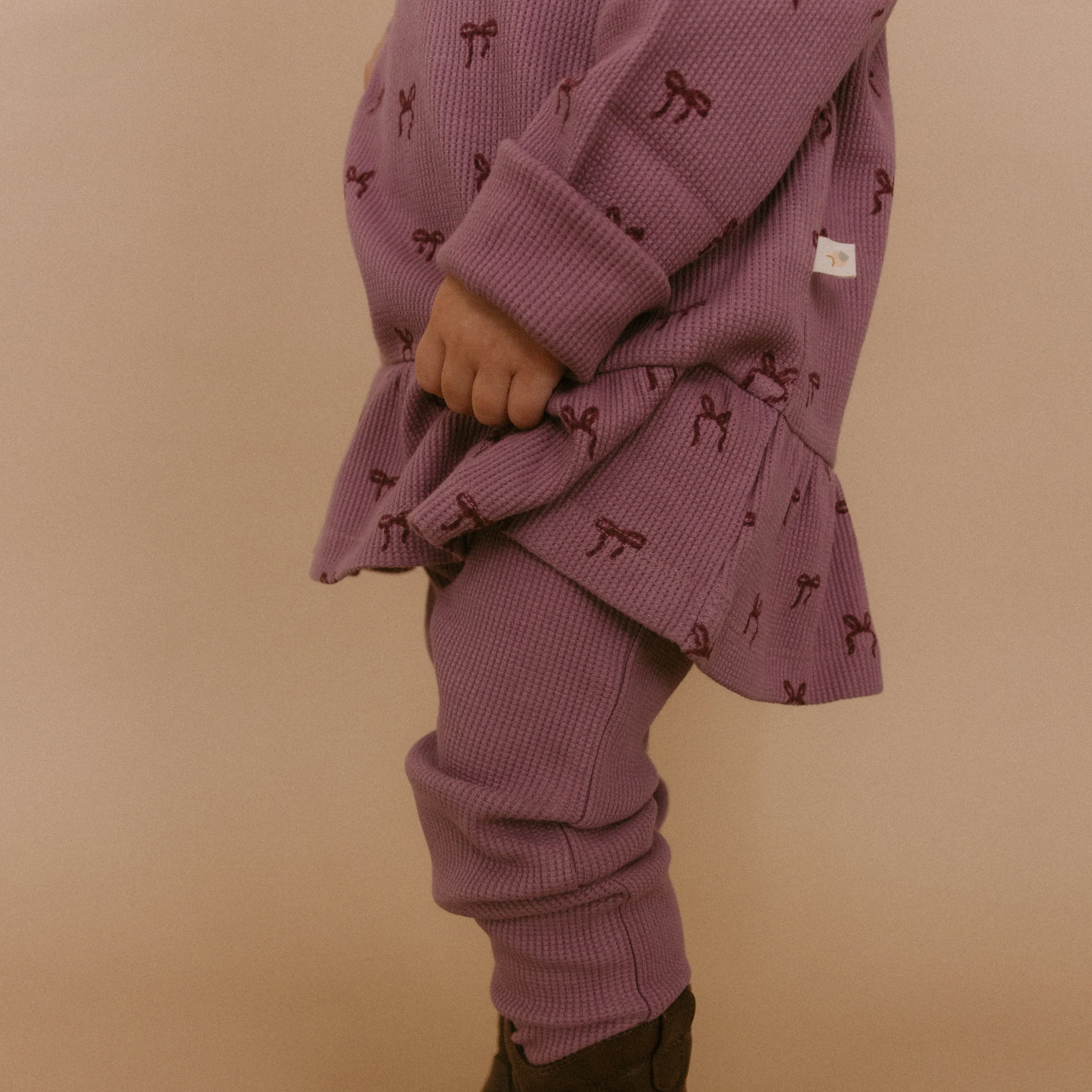 Organic Peplum Top & Leggings Set - Bows - Image 3