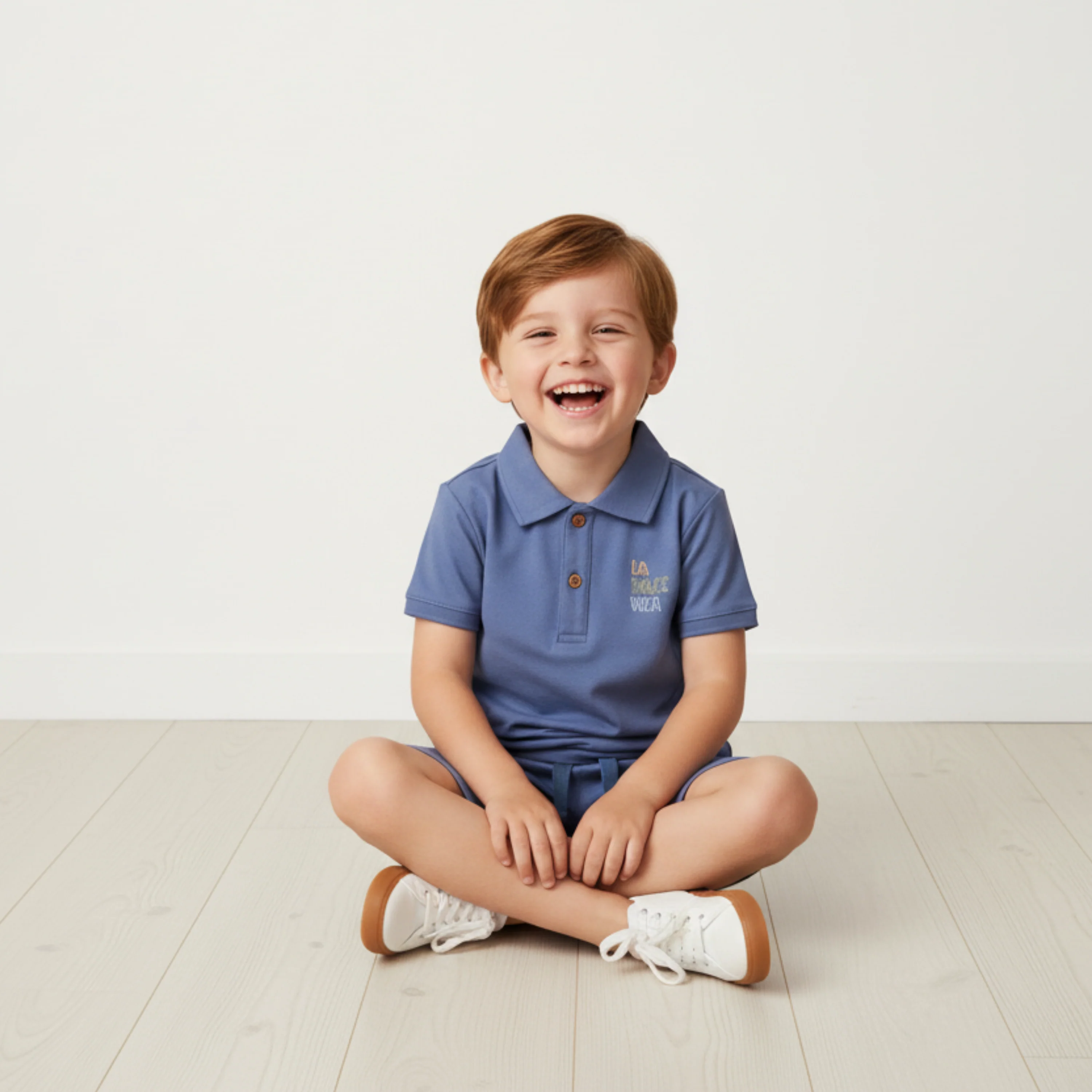 Organic Polo Shirt & Shorts Set - Slate - Image 3