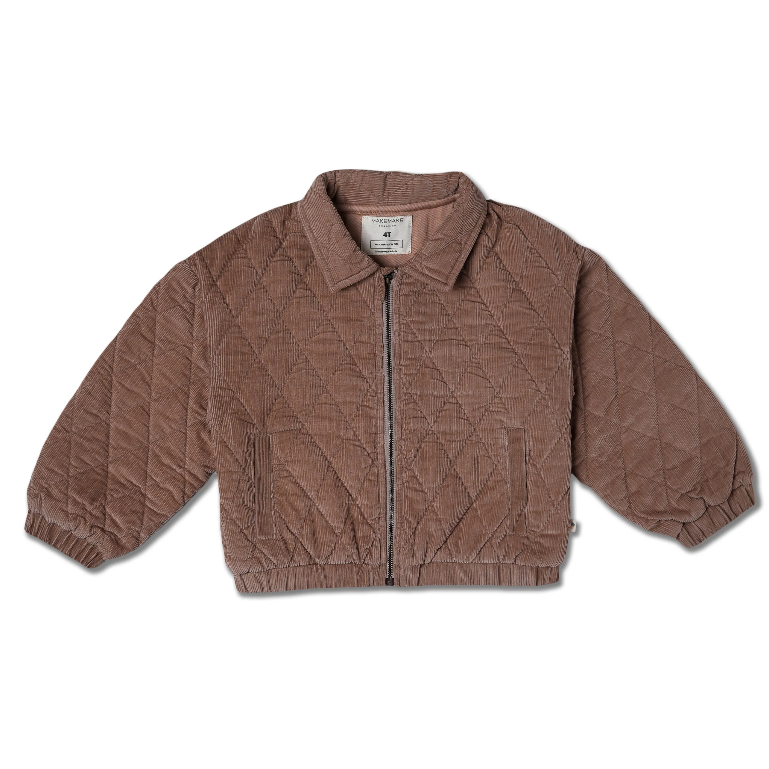 Organic Quilted Bomber Corduroy Jacket - Taupe - Image 2