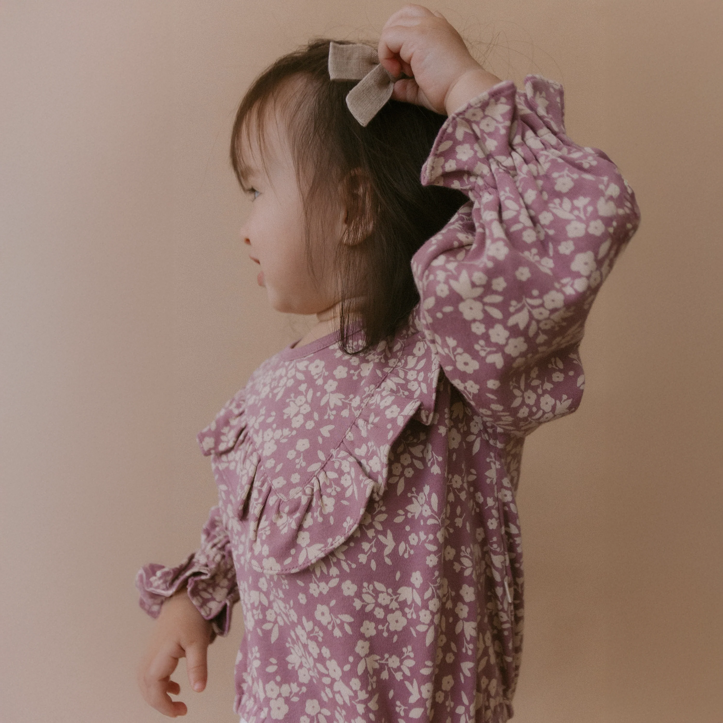 Organic Ruffle Bubble Romper - Thistle - Image 3